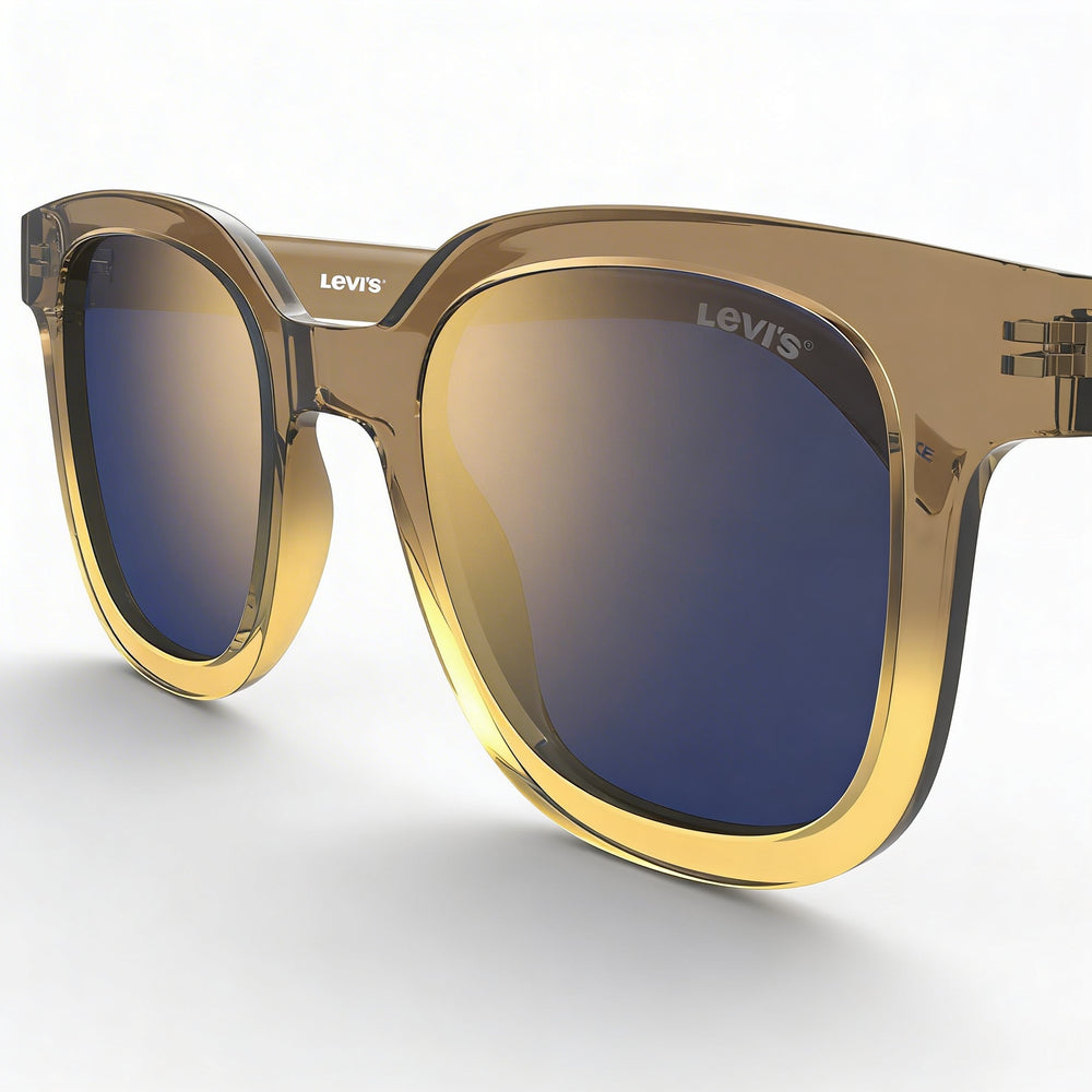 Levi's Lv 1010/S Unisex Marrón Plástico Oro Espejado No Polarizado Gafas de Sol con Protección UV 48-21-145
