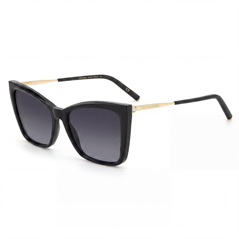 Carolina Herrera HER 0180/S Women's Rectangular Acetate Black Gold 57mm