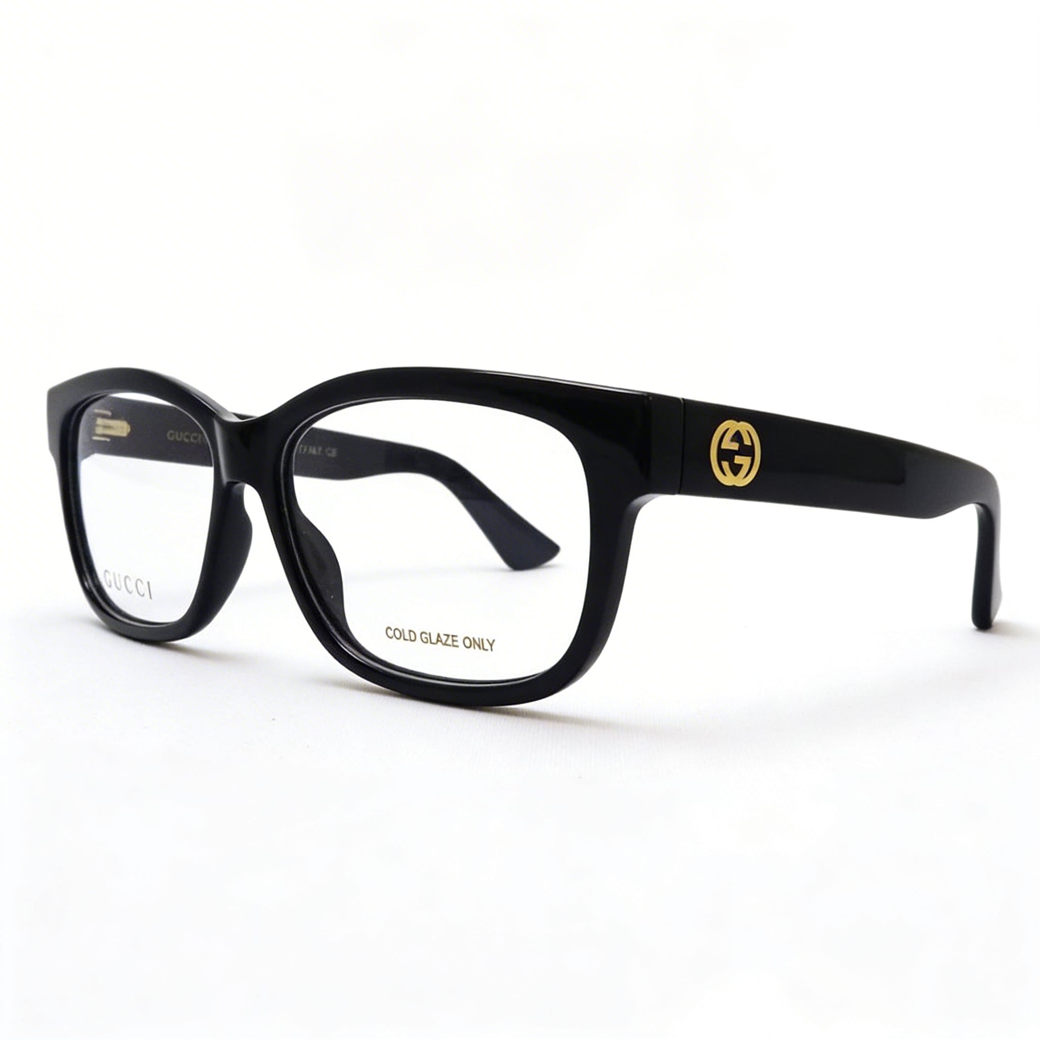 Gucci GG1341O Women's Full Rim Square Plastic Frame Clear Lens Eyeglasses Black Gold-Logo 55mm, Photo 1