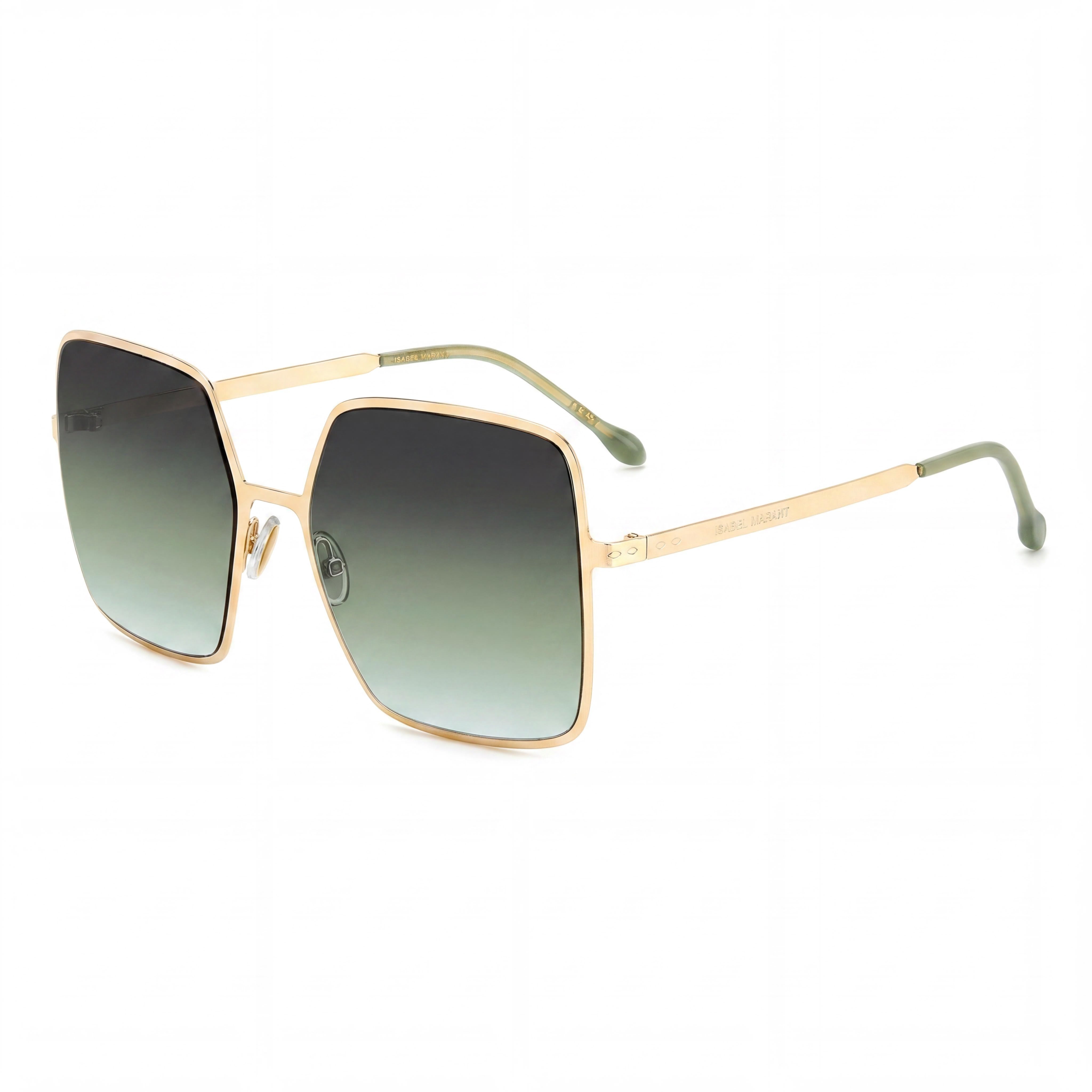 Isabel Marant Modern Women's Gold Green Stainless Steel Frame Full Rim Square Non-Polarized Sunglasses 58mm, Photo 1