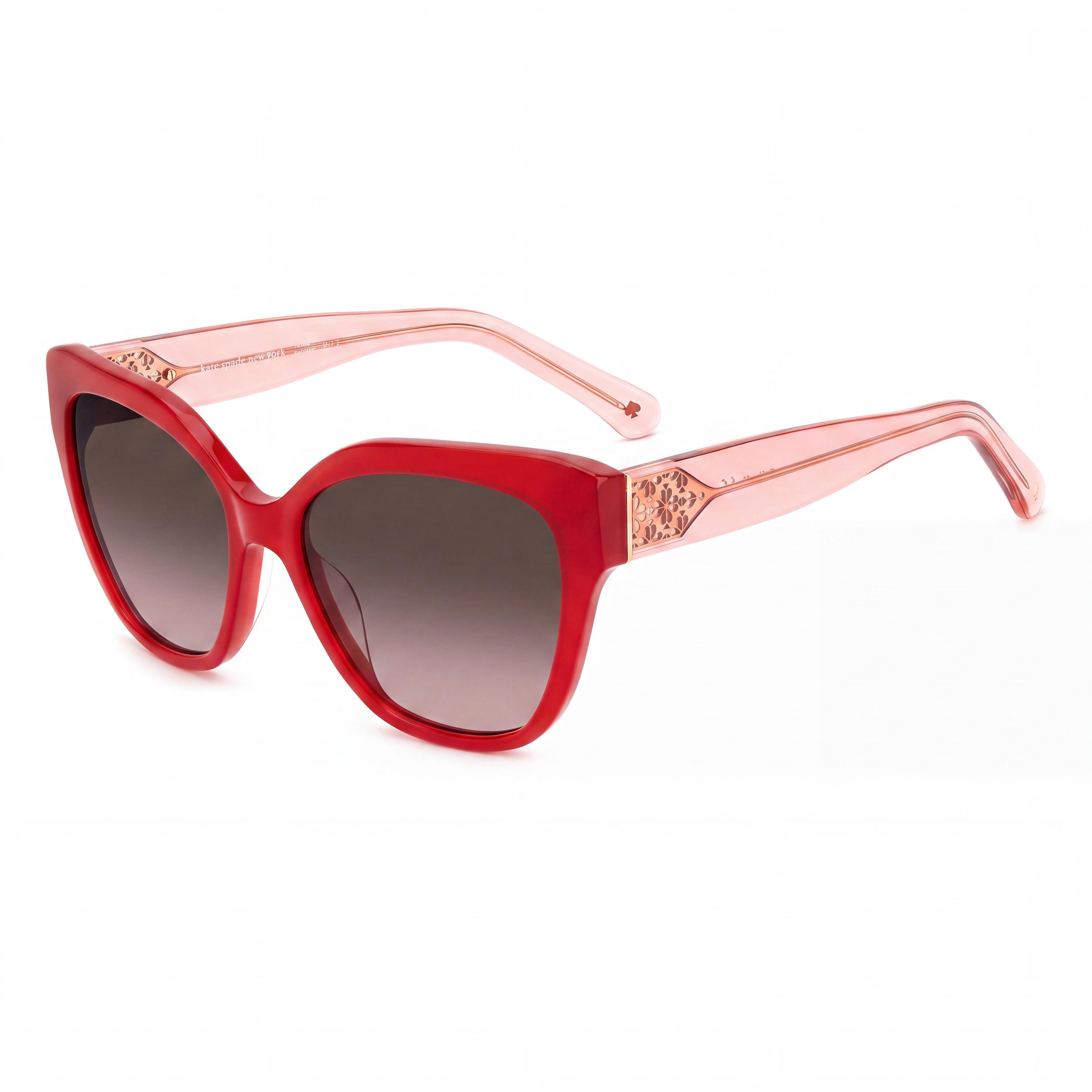 kate spade new york Women's Rectangular Sunglasses, Red Brown Plastic, Brown Shaded Non-Polarized, UV Protection 57mm, Photo 1