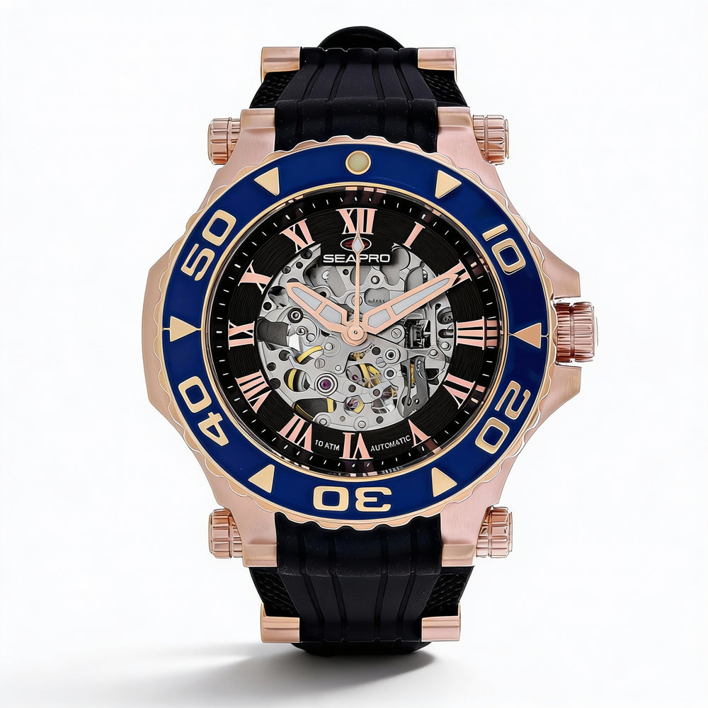 Reloj Seapro Modern para hombre, automático, de acero inoxidable, color negro, resistente al agua