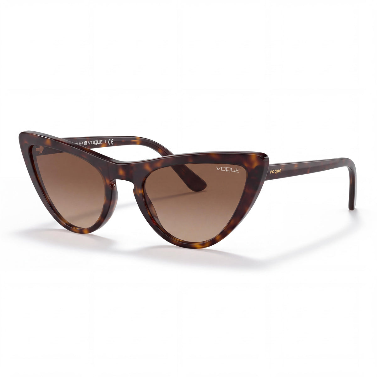 Vogue Eyewear Vo5211s Women's Cat Eye Acetate Dark Havana Brown Gradient UV Protection Sunglasses 54mm Lens, Photo 1