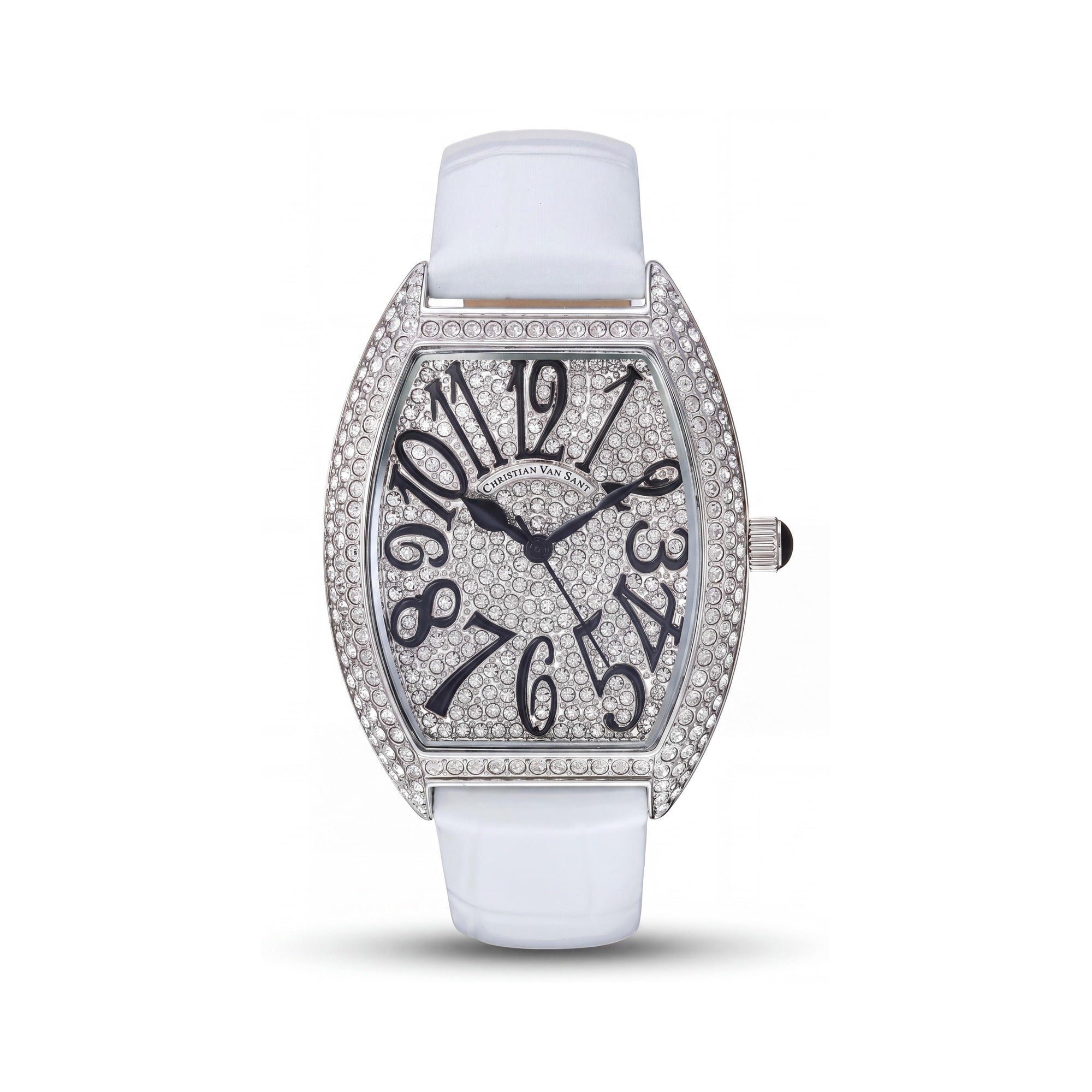 Christian Van Sant CV4821W Quartz Movement Women's White Watch with Crystals, Timer, Slide-Rule, Water Resistance & Scratch Resistant Mineral Crystal, Photo 1