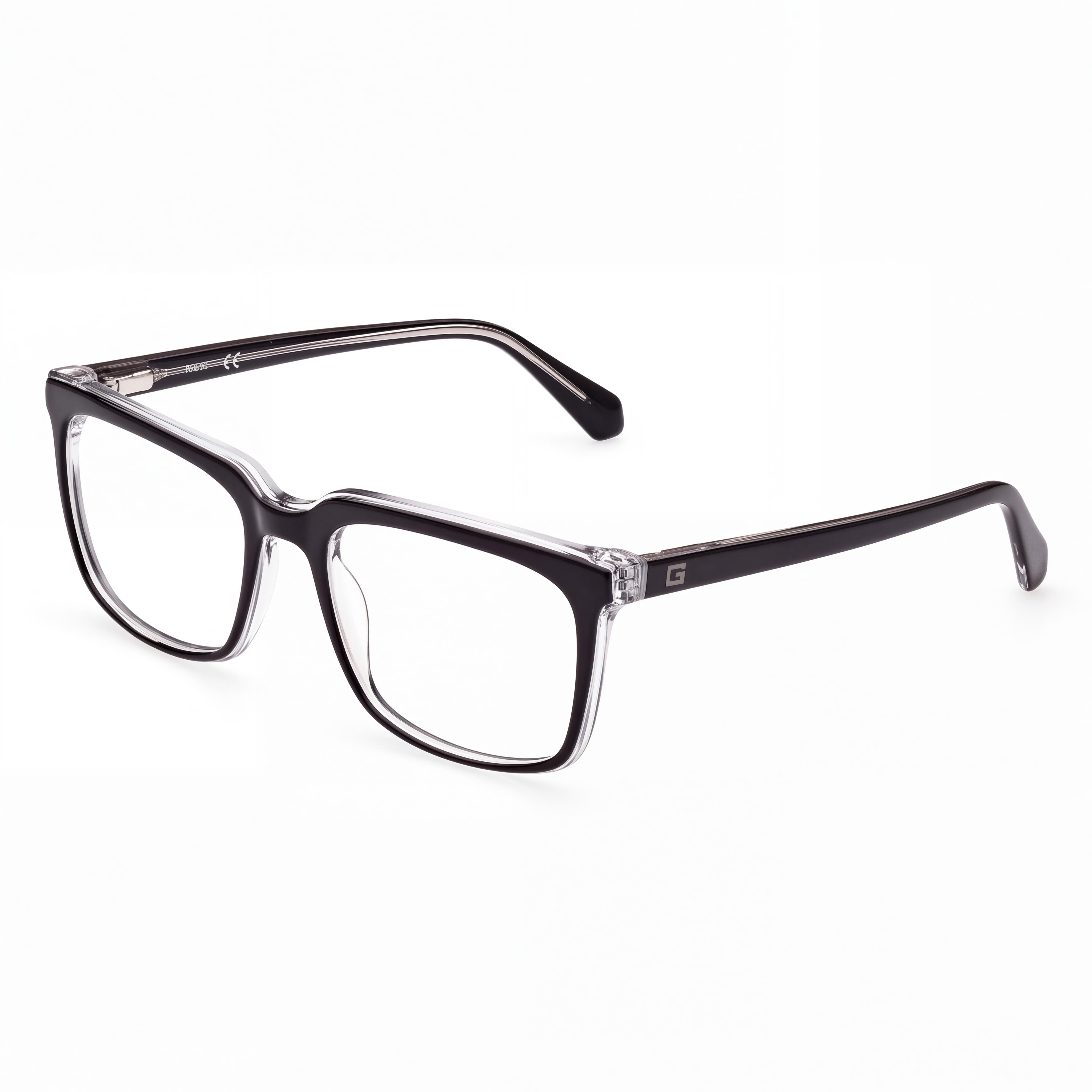 GUESS Gu50063 Gafas de hombre con montura de plástico monocolor negro y lentes de policarbonato transparente 54-18-145mm, Photo 1