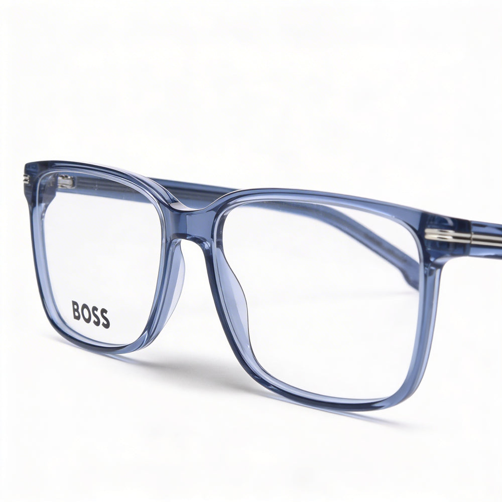 Gafas modernas de hombre Hugo Boss con montura de acetato azul y lentes de policarbonato azul no polarizadas de 57 mm