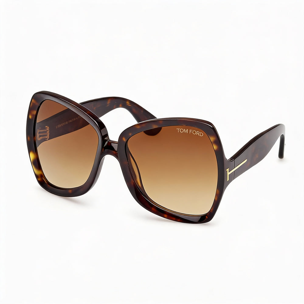 Tom Ford Clásico Women's Eyewear with Dark Havana Brown Gradient Plastic Frame and Black Polycarbonate Lenses 60mm