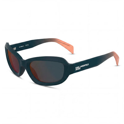 KARL LAGERFELD Klj6200s Gafas de sol unisex talla L de plástico con protección UV en color ladrillo petróleo con lentes de espejo rojo gris sólido