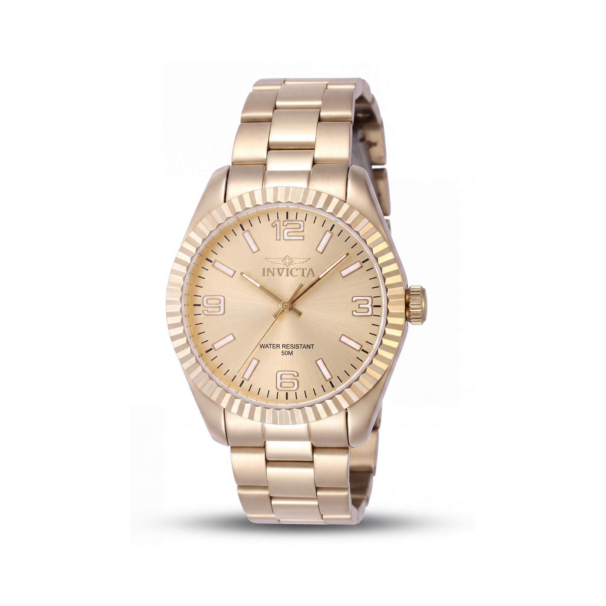 Invicta Specialty 47475 Unisex Stainless Steel Gold Dial Quartz Bracelet Watch 36mm with Flame Fusion Crystal, Photo 1
