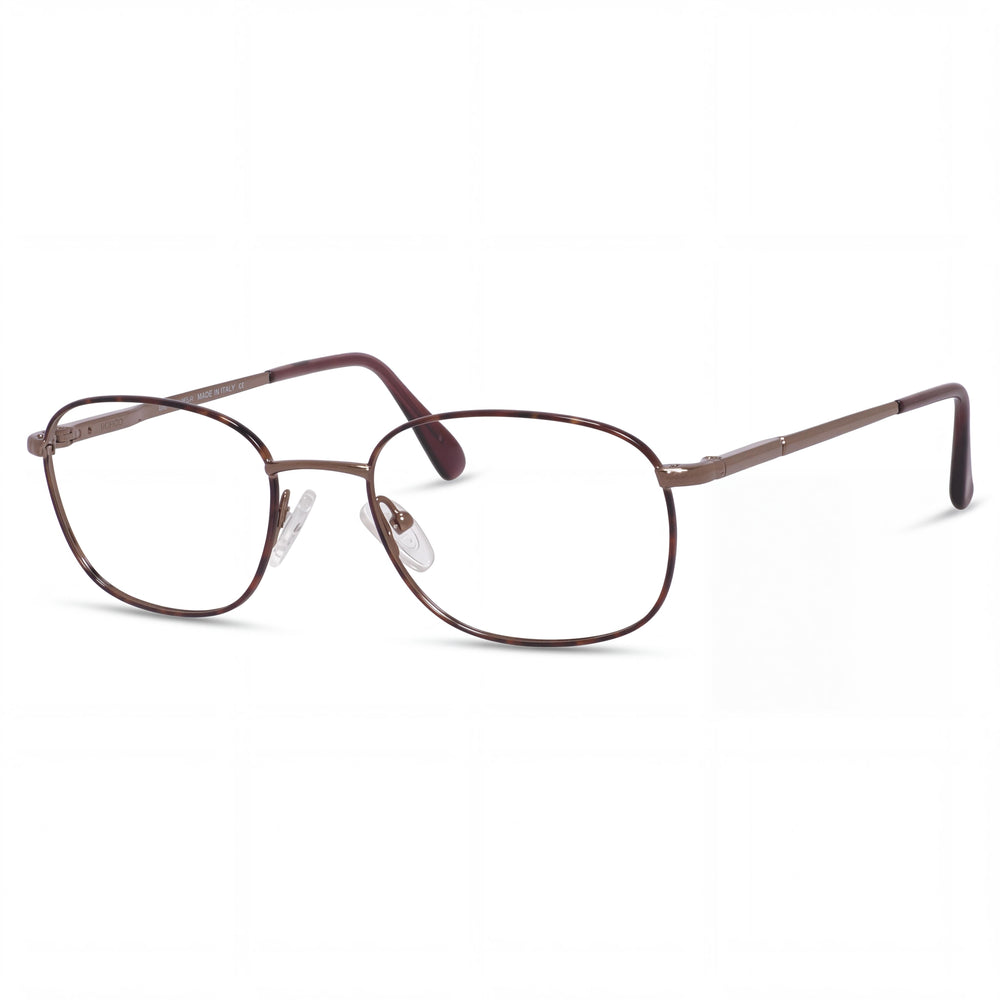 ELASTA E 7057 Men's Havana Copper Metal Eyeglasses 54-19-145 (Clear Demo Lenses, Prescription Ready)