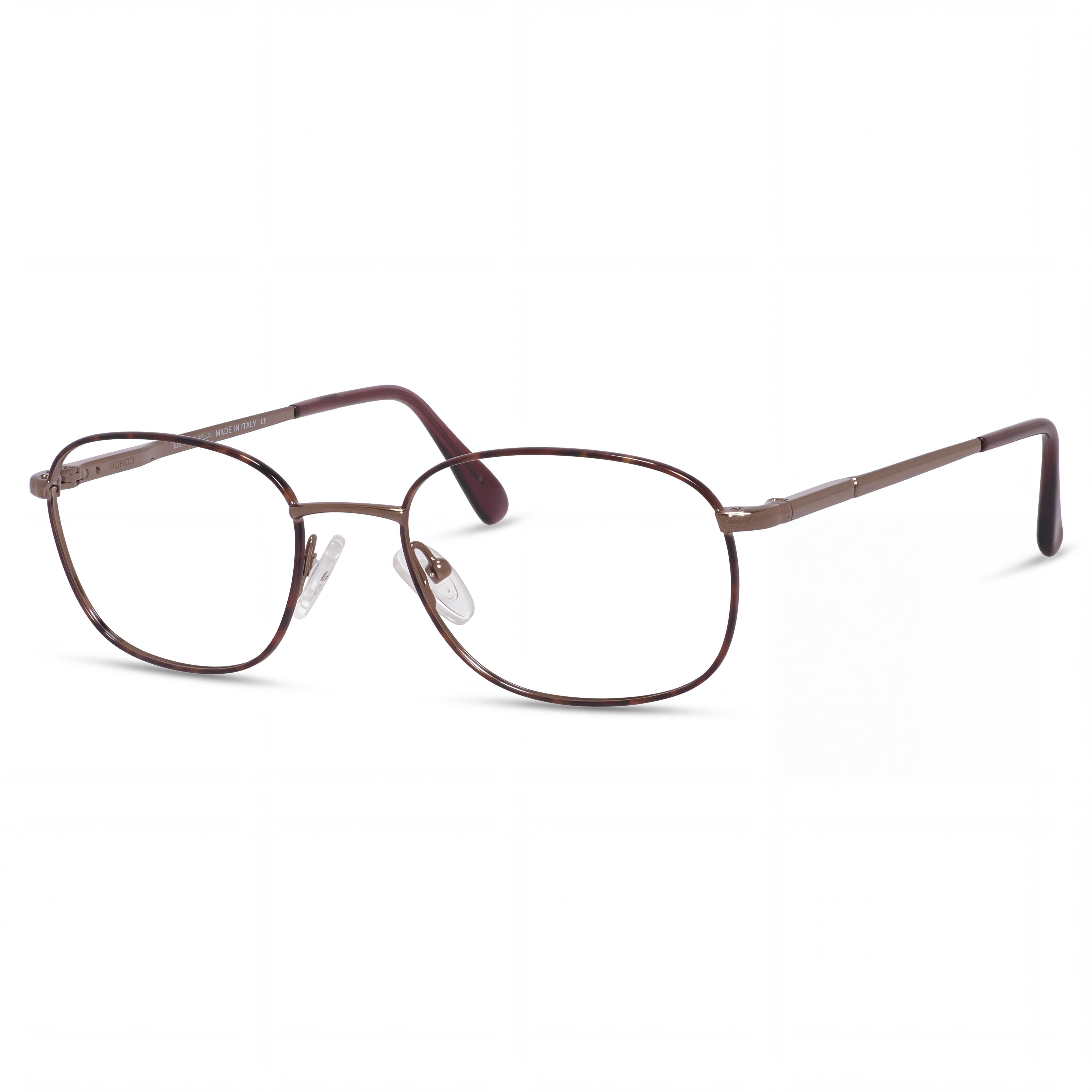 ELASTA E 7057 Men's Havana Copper Metal Eyeglasses 54-19-145 (Clear Demo Lenses, Prescription Ready), Photo 1