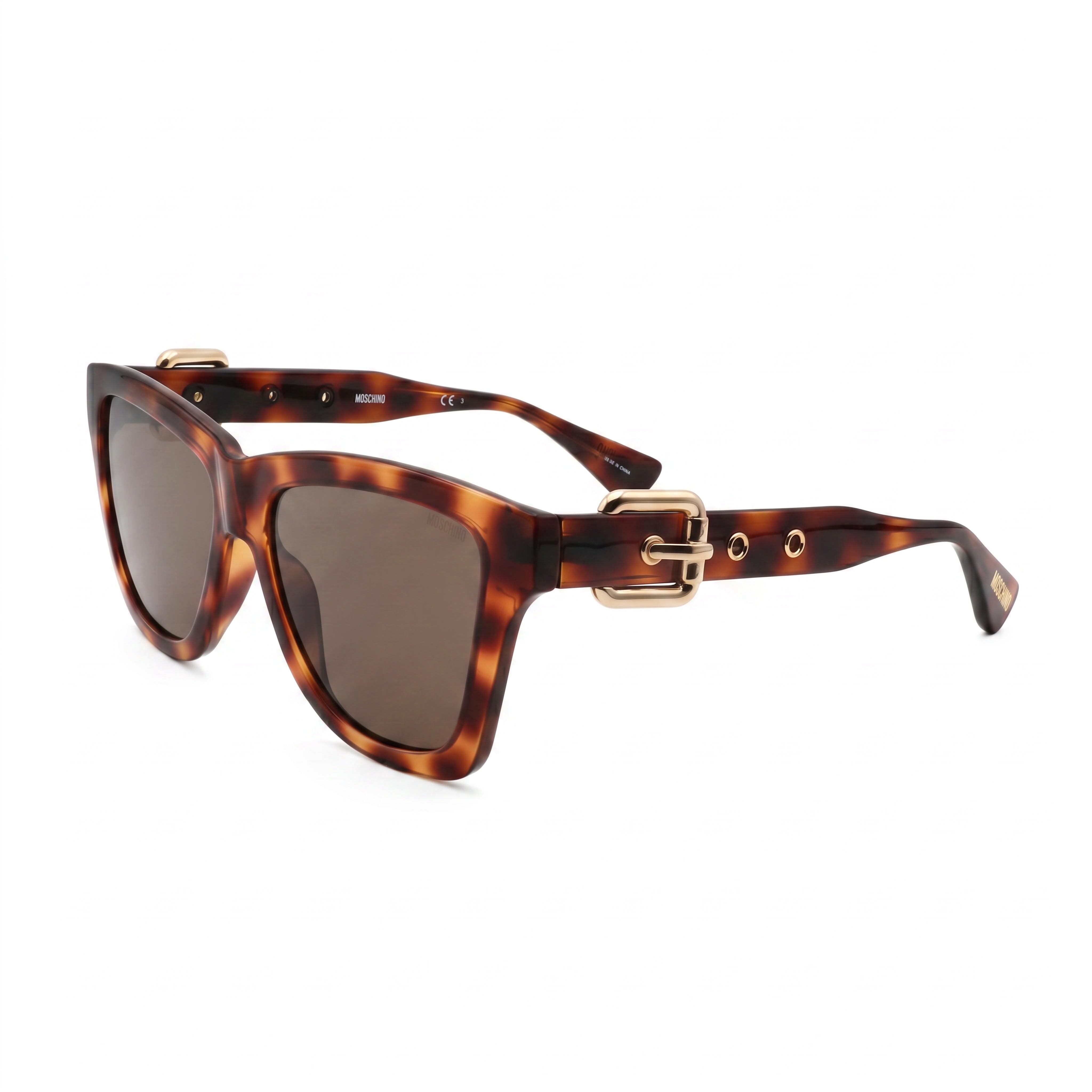 Moschino Women's Vintage Square Dark Havana Brown 54mm Sunglasses with Brown Non-Polarized 100% UV Lenses, Photo 1