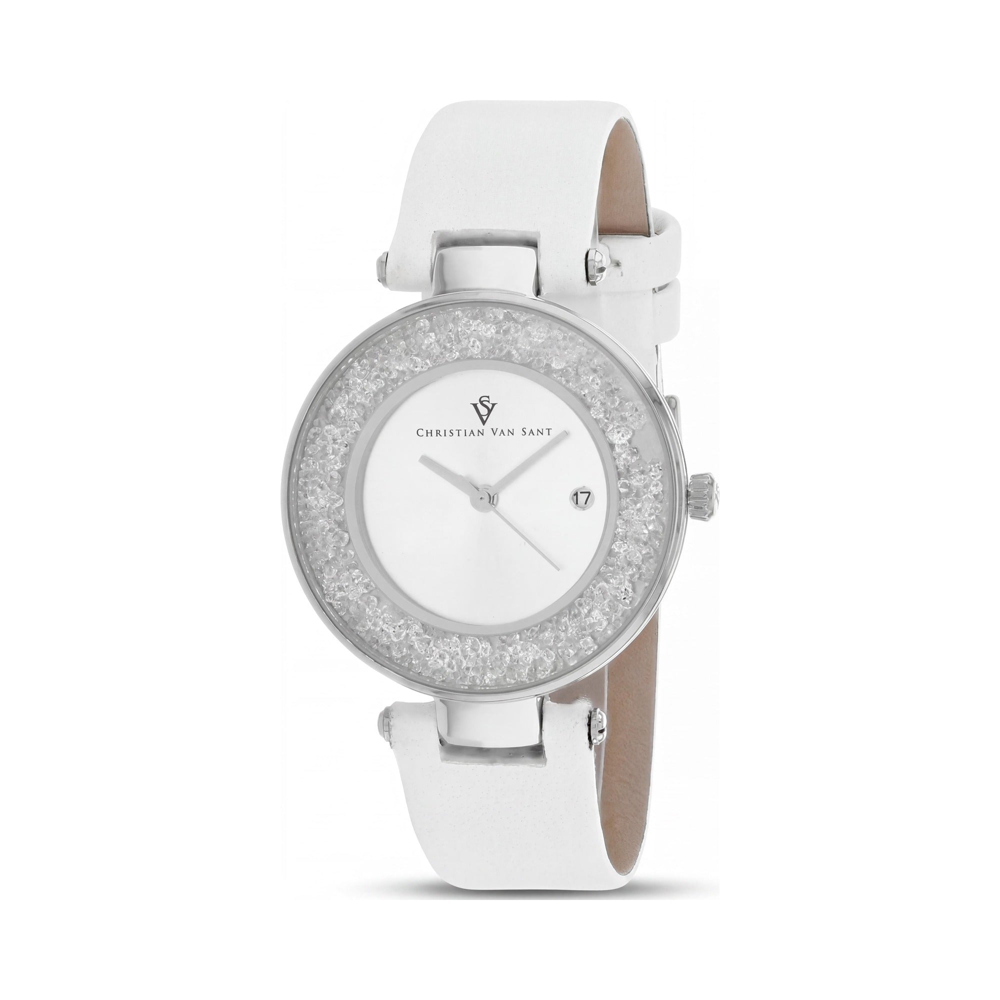 Christian Van Sant CV1220 Quartz Movement Women's Silver Dial Watch with Date Display and Scratch-Resistant Mineral Crystal, Photo 1