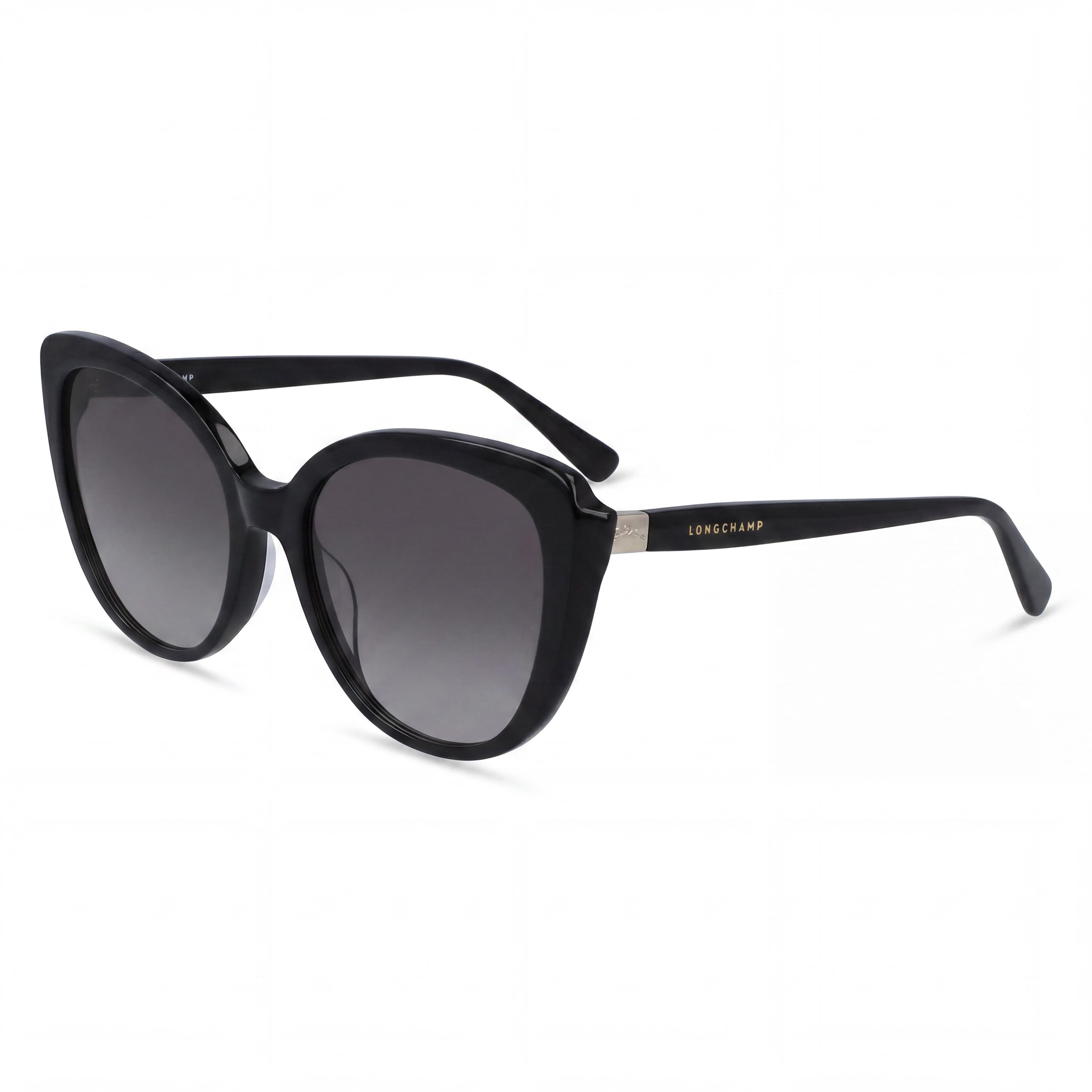 Longchamp Butterfly Women's Black Plastic 100% UV Protection Non-Polarized Gradient Grey Sunglasses 54mm, Photo 1