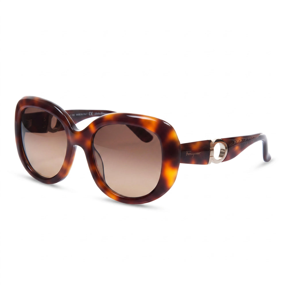 Salvatore Ferragamo Sf727s 214 Women's Tortoiseshell Acetate Brown Lens Non-Polarized Sunglasses 53-20-135mm
