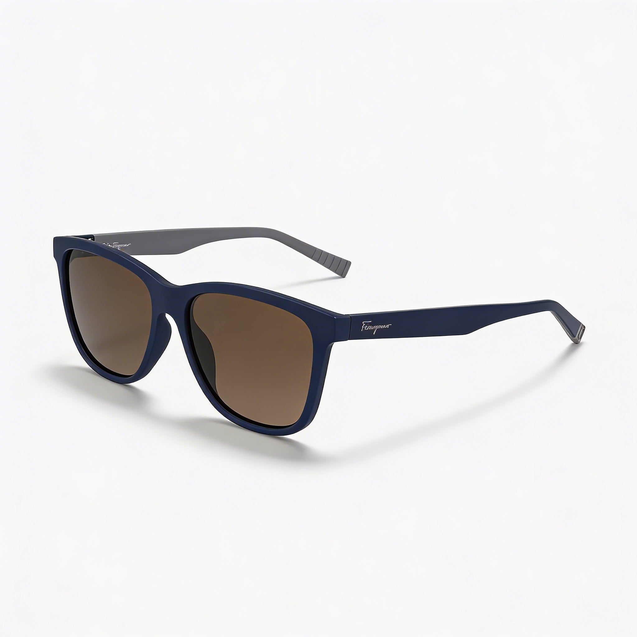 Gafas de sol Ferragamo SF998S Unisex, rectangulares modificadas, de acetato con protección UV, azul mate de 57 mm, Photo 2