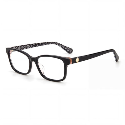 kate spade new york Women's Rectangular Acetate Optical Eyeglasses Frame Black Pink 53-16-145mm