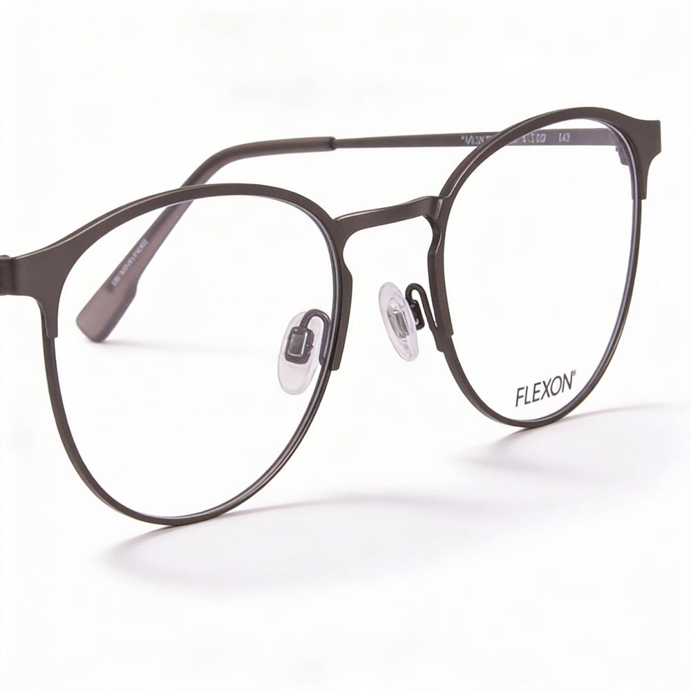 Flexon E1089 Unisex Metal Full Rim Round Eyeglasses Gunmetal 51mm