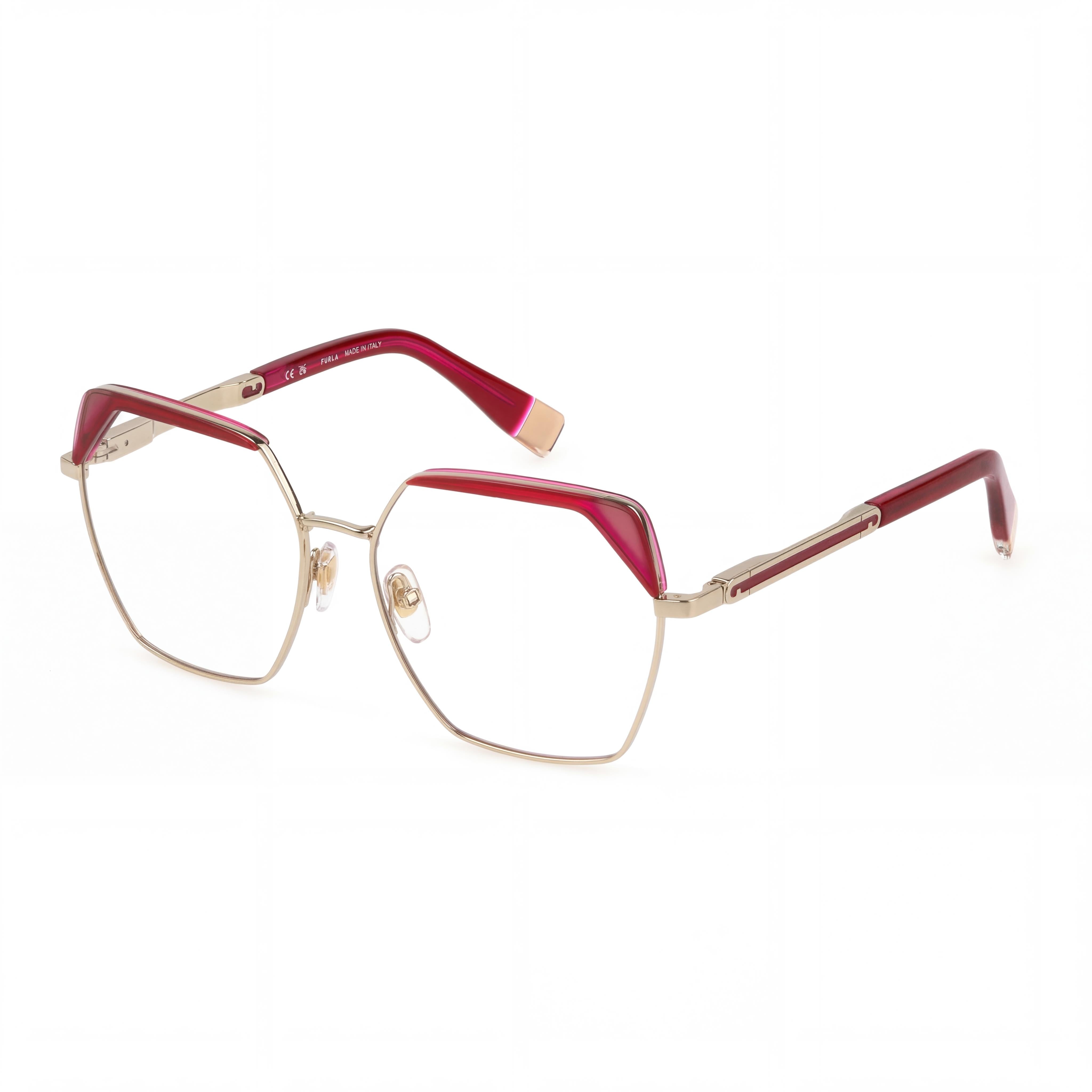 Furla VFU674V Oro Chiaro Lucido Square Eyeglasses for Men, Metal 55mm, Photo 1