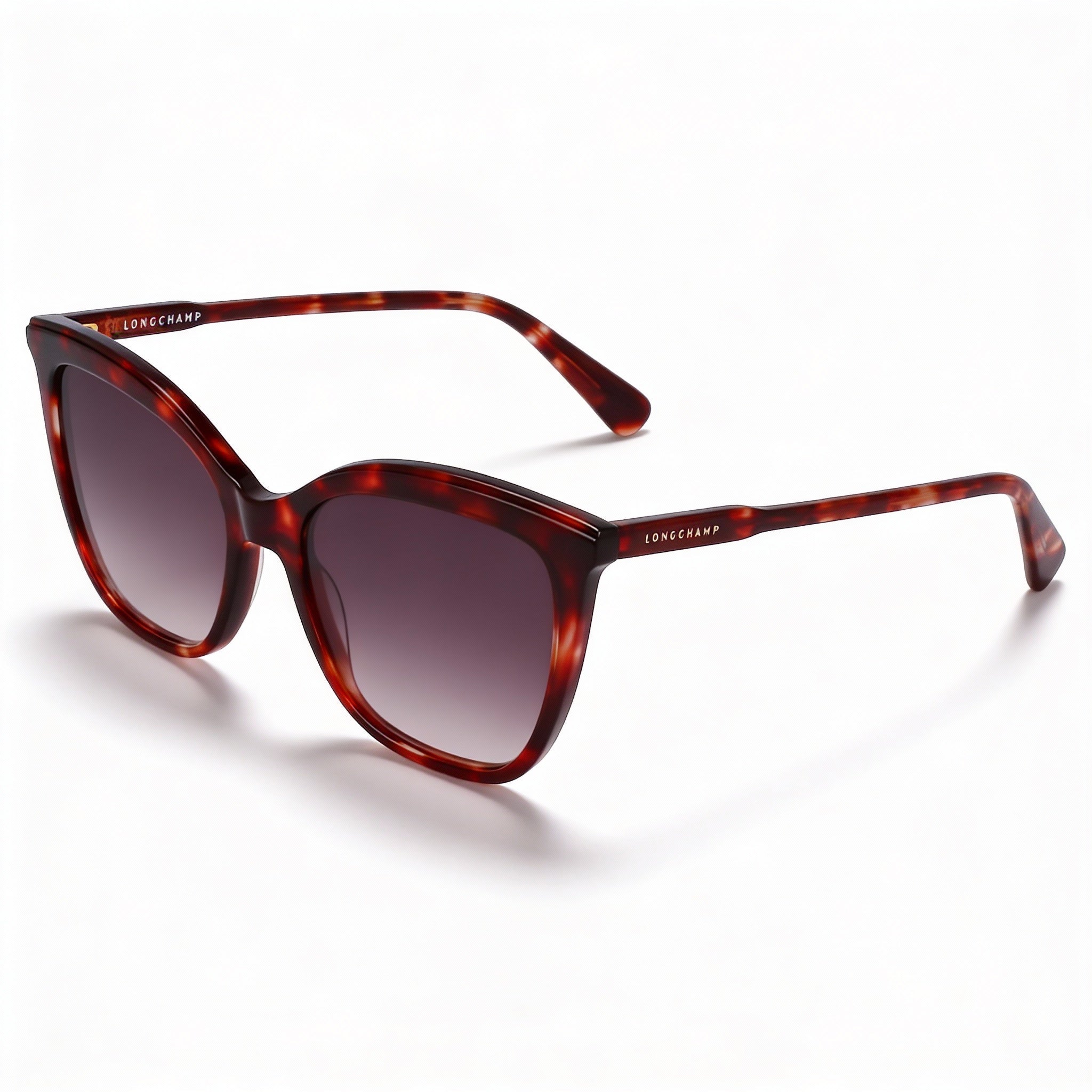 Gafas de sol casuales Longchamp LO729S para mujer con montura de propionato Havana rojo y lentes de policarbonato de 55 mm, Photo 1