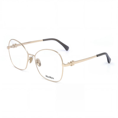 MaxMara Modern Women's Metal Frame Eyeglasses, Pale Gold with Clear Lenses, Size 55-16-140