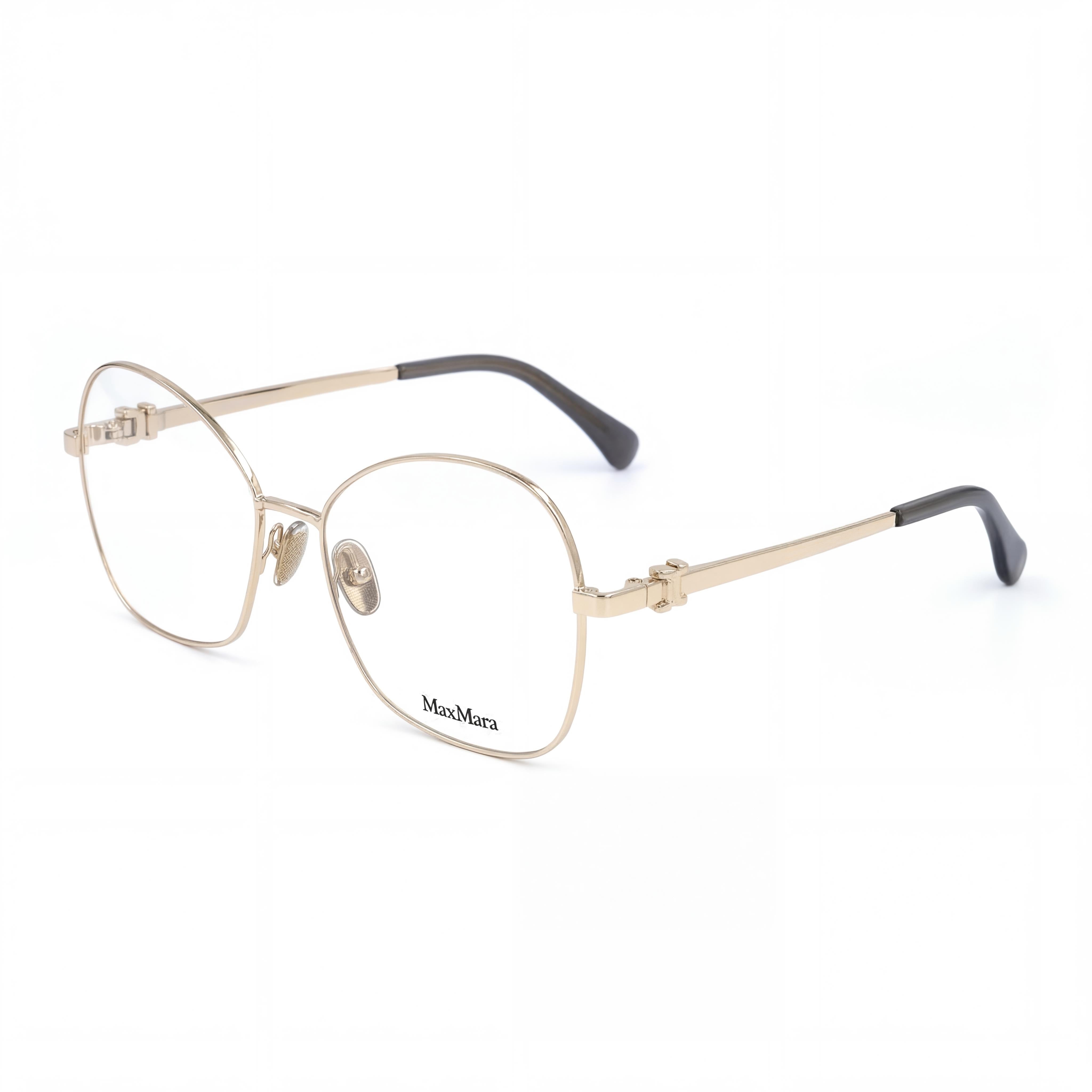 Gafas MaxMara de mujer, montura metálica, oro pálido con lentes transparentes, tamaño 55-16-140, Photo 1