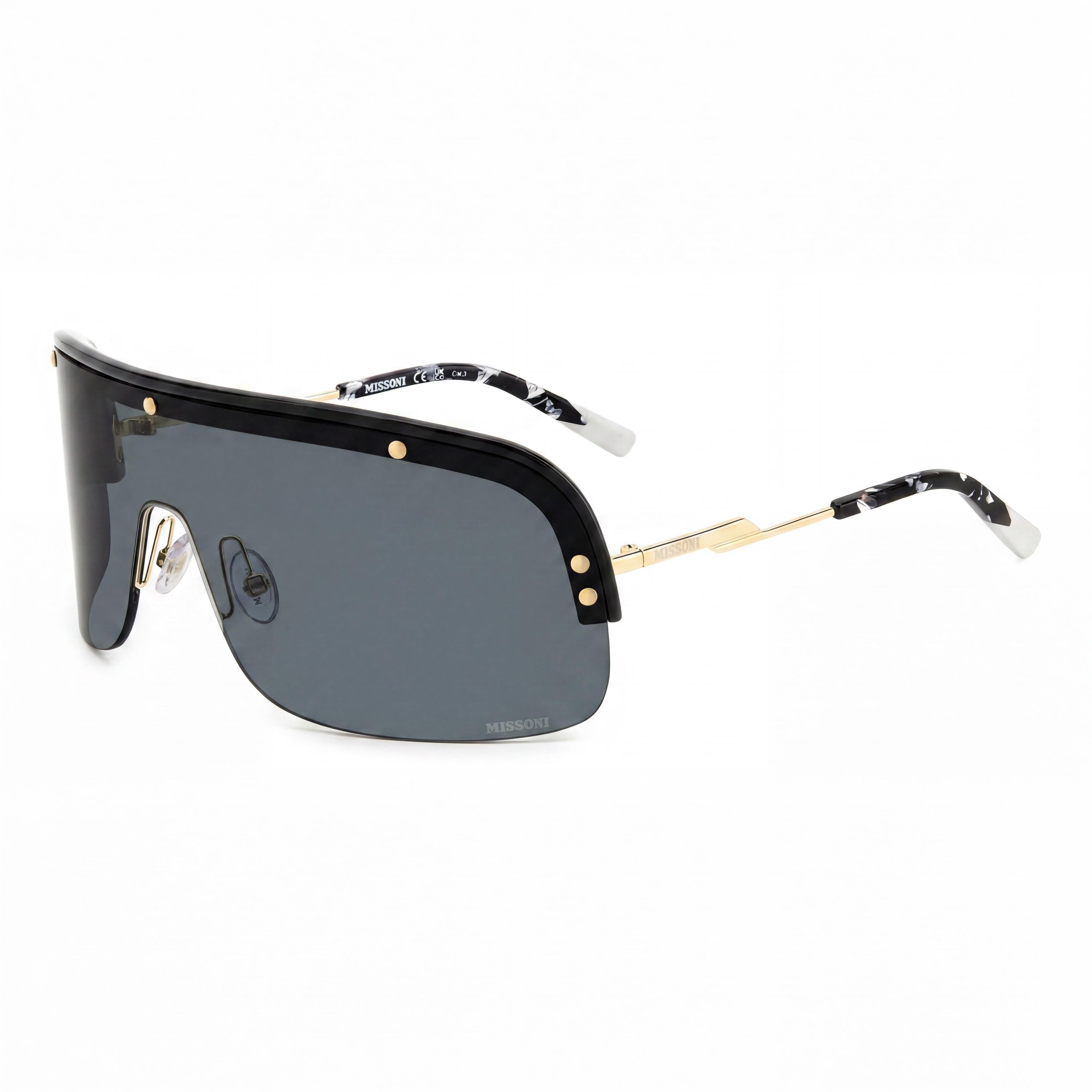 Gafas de sol casuales para hombre M Missoni, montura de poliamida negra, lentes grises, lente de 99 mm, puente de 1 mm, patilla de 115 mm, Photo 1