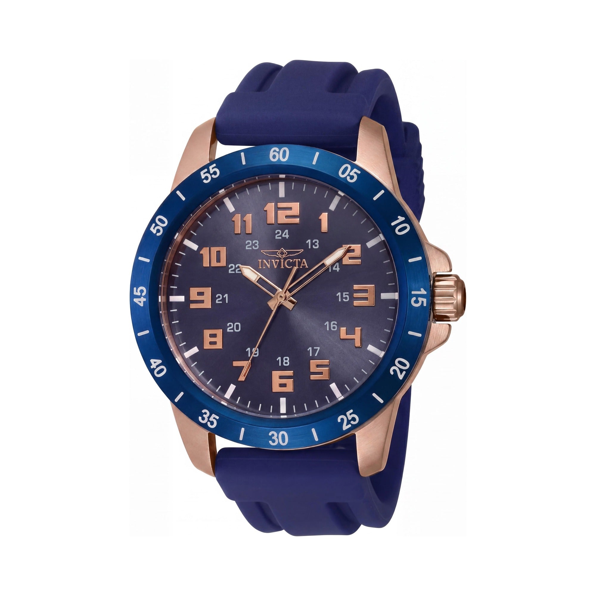 Invicta IN-40001-AMZUK Men's 45mm Stainless Steel Blue Dial Silicone Strap Flame Fusion Crystal Rose Gold Watch, Photo 1