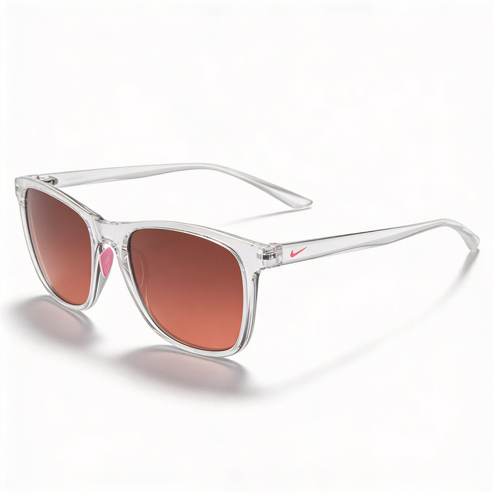 Nike Passage Ev1199 Unisex Plastic Non-Polarized UV Sunglasses, Crystal Clear Brown Peach, Brown Gradient Copper Flash, 55-18-145