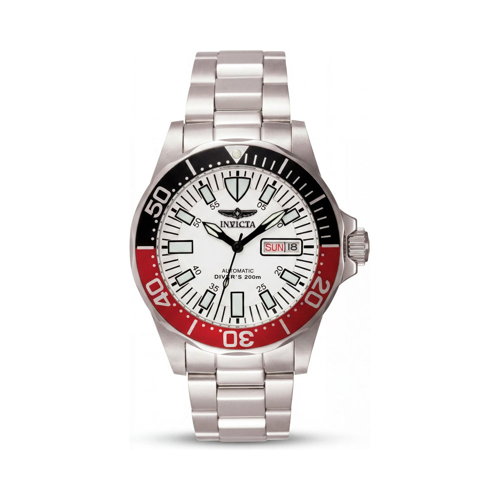 Invicta 7044 Men's Pro Diver Automatic Stainless Steel Silver Luminous Dive Watch White Dial 200m WR