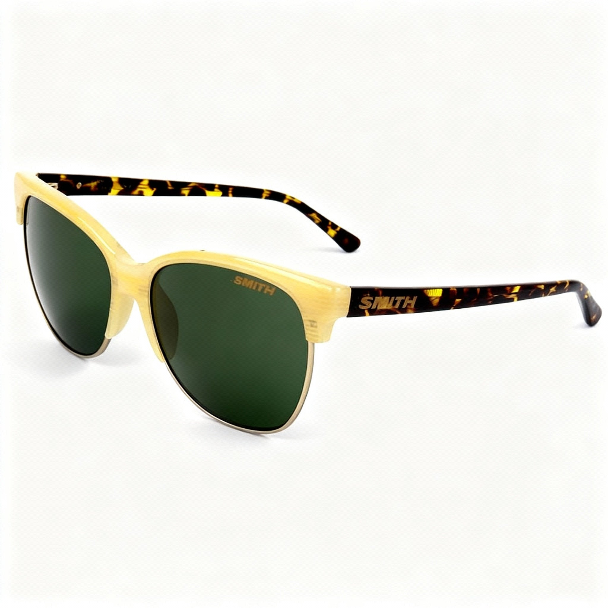 SMITH Rebel Carbonic Sunglasses, Unisex Medium, Ivory Tortoise Plastic Frame, Gray Green Non-Polarized