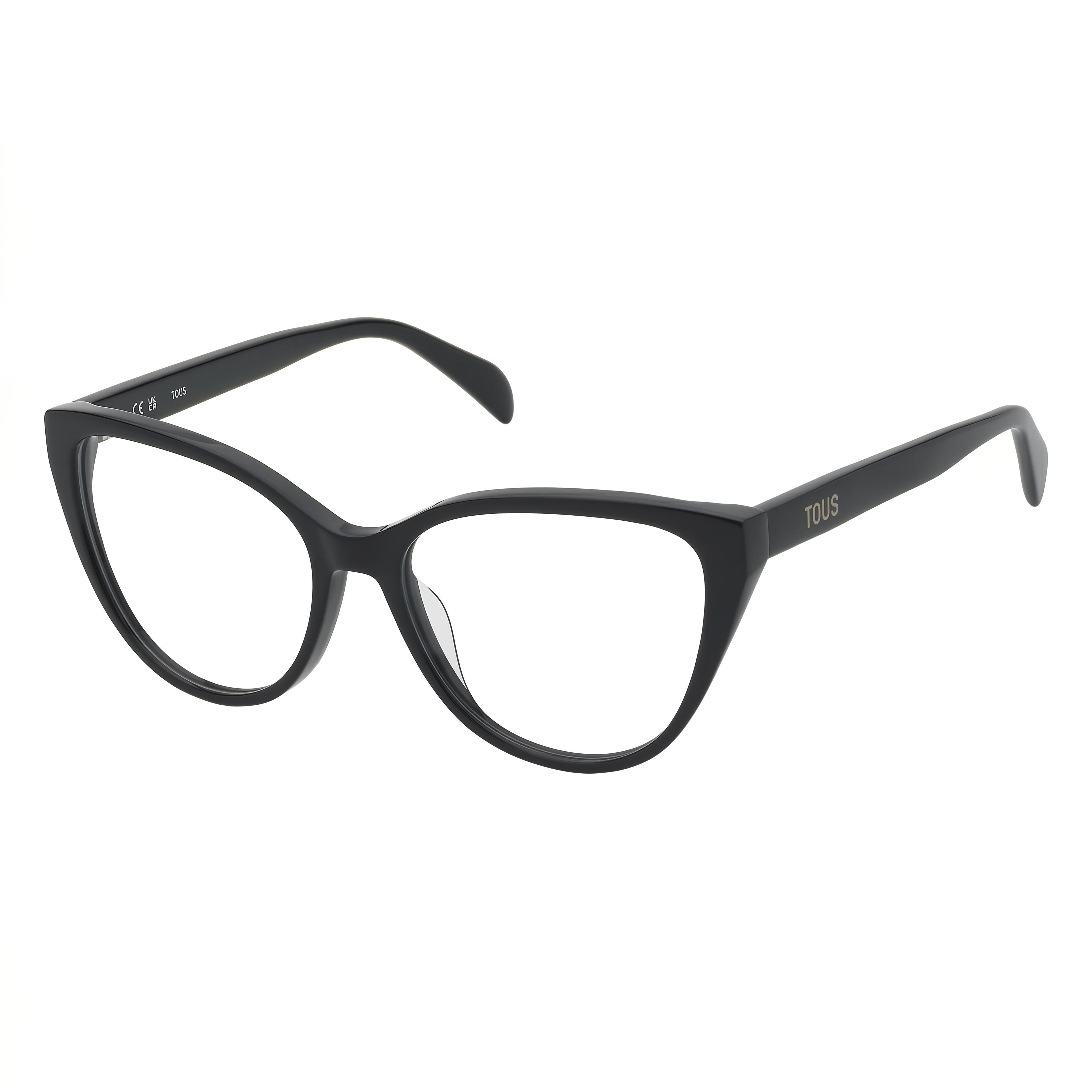 TOUS Butterfly Women's Full-Rim Optical Glasses with Shiny Black Cellulose Acetate Frames 54-16-135, Photo 1