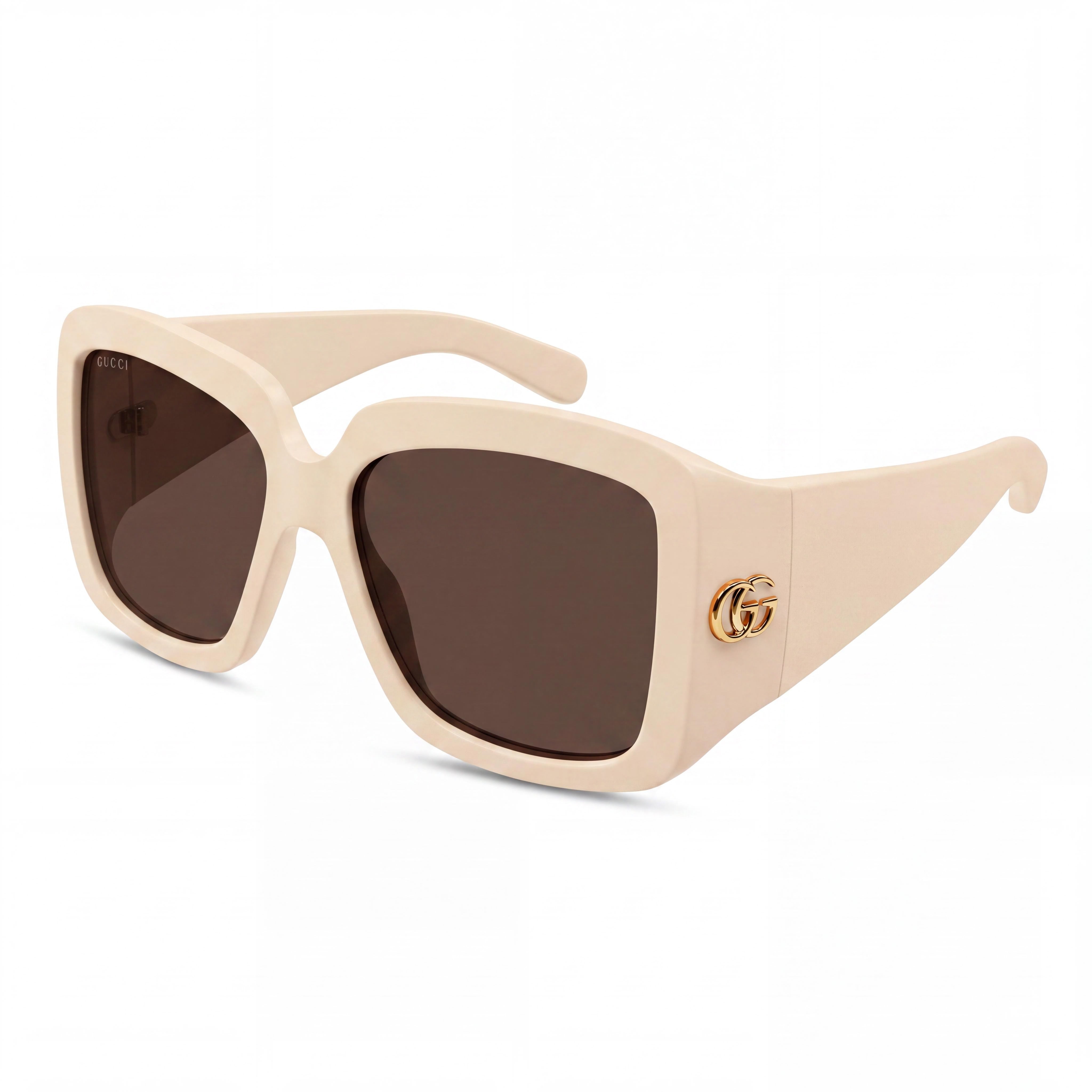 Gucci Women's GG1402S Sunglasses with Ivory-brown Acetate Frame and matching Ivory-brown Lenses, 55mm, Photo 1