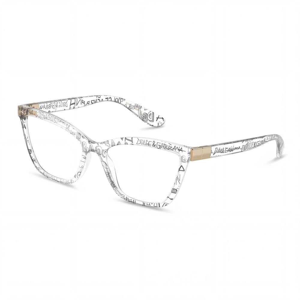 Dolce & Gabbana Dg5076 Women's Transparent Graffiti Cat Eye Injected Eyeglasses 55-17-140