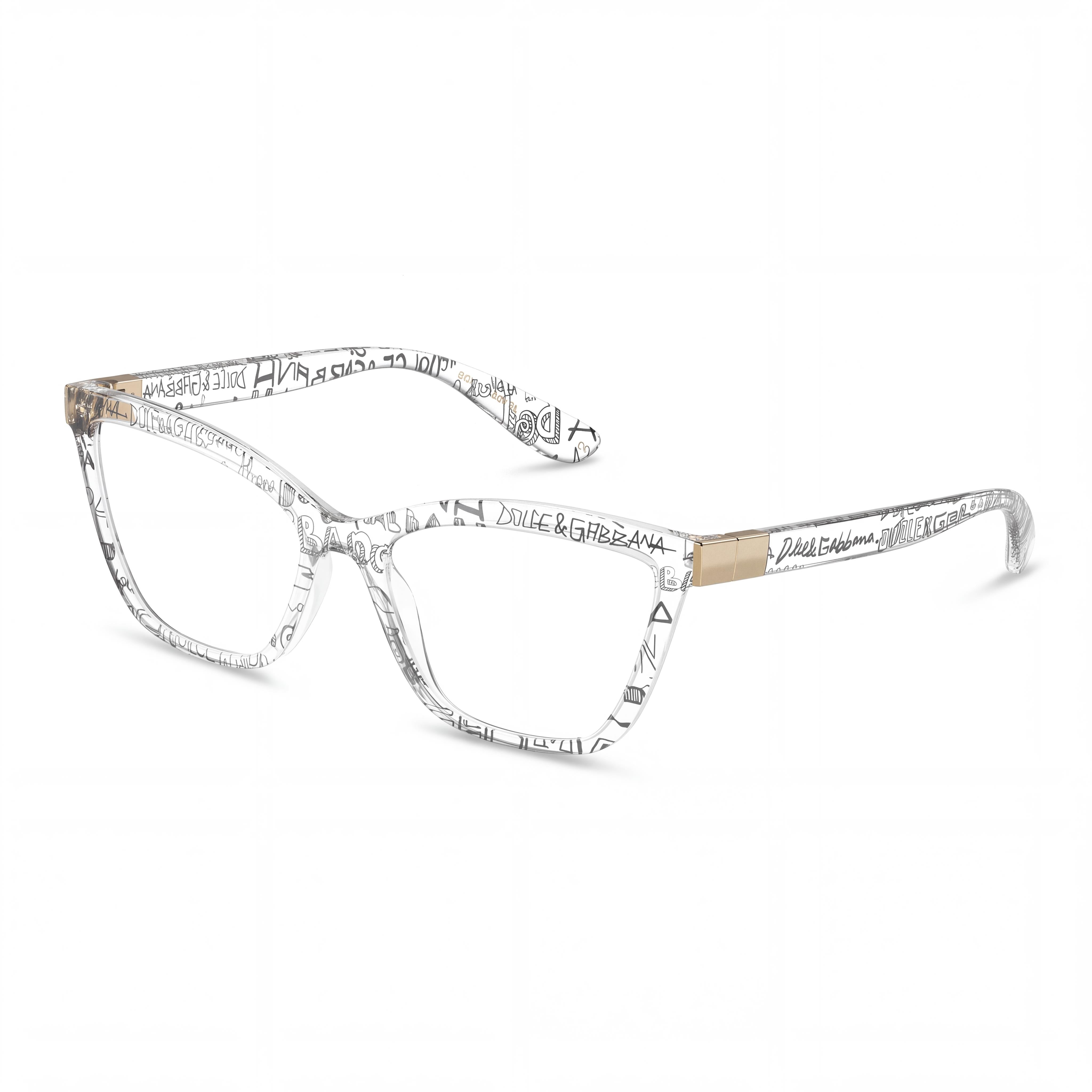 Dolce & Gabbana Dg5076 Women's Transparent Graffiti Cat Eye Injected Eyeglasses 55-17-140, Photo 1
