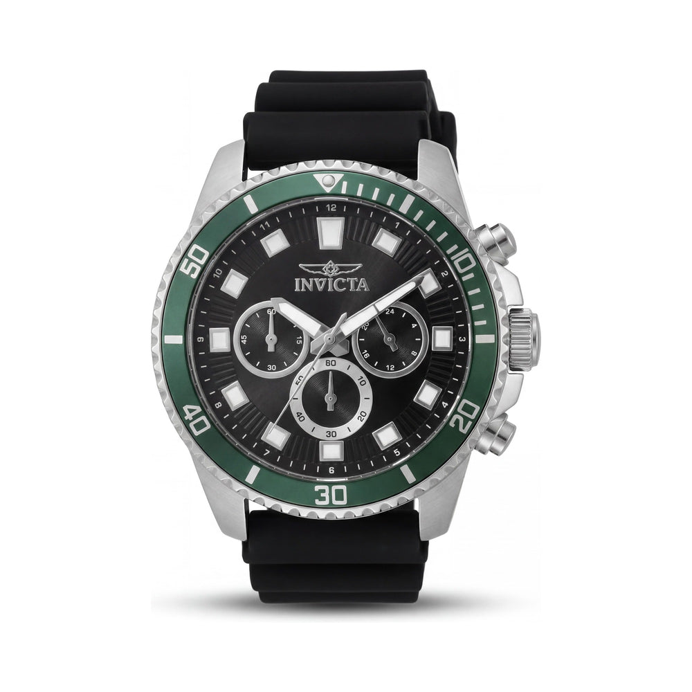 Reloj cronógrafo Invicta Pro Diver IN-46086-AMZUK de acero inoxidable plateado para hombre, 45 mm, esfera negra