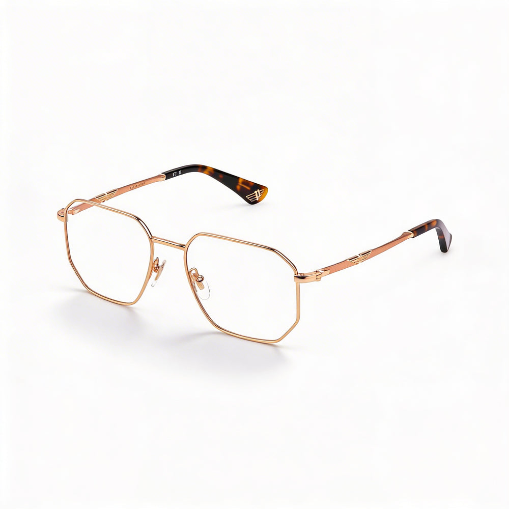 Police Modern Men's Metal Frame Eyeglasses Shiny Total Rose Gold 53mm Lens 18mm Bridge 145mm Temple