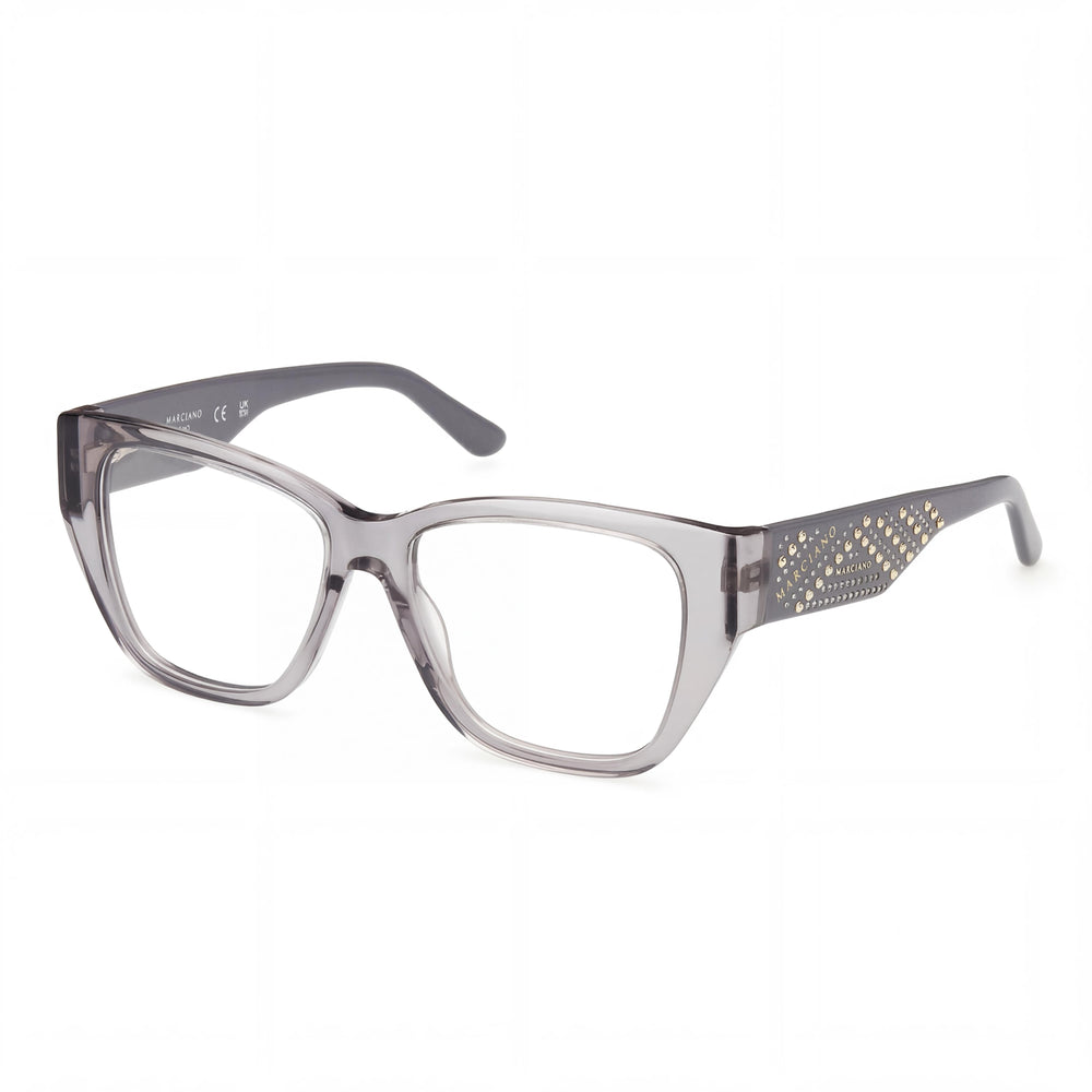 GUESS by Marciano Women's Gm50019 Plastic Shiny Grey Eyeglasses, Polycarbonate Lenses, 52-15-140