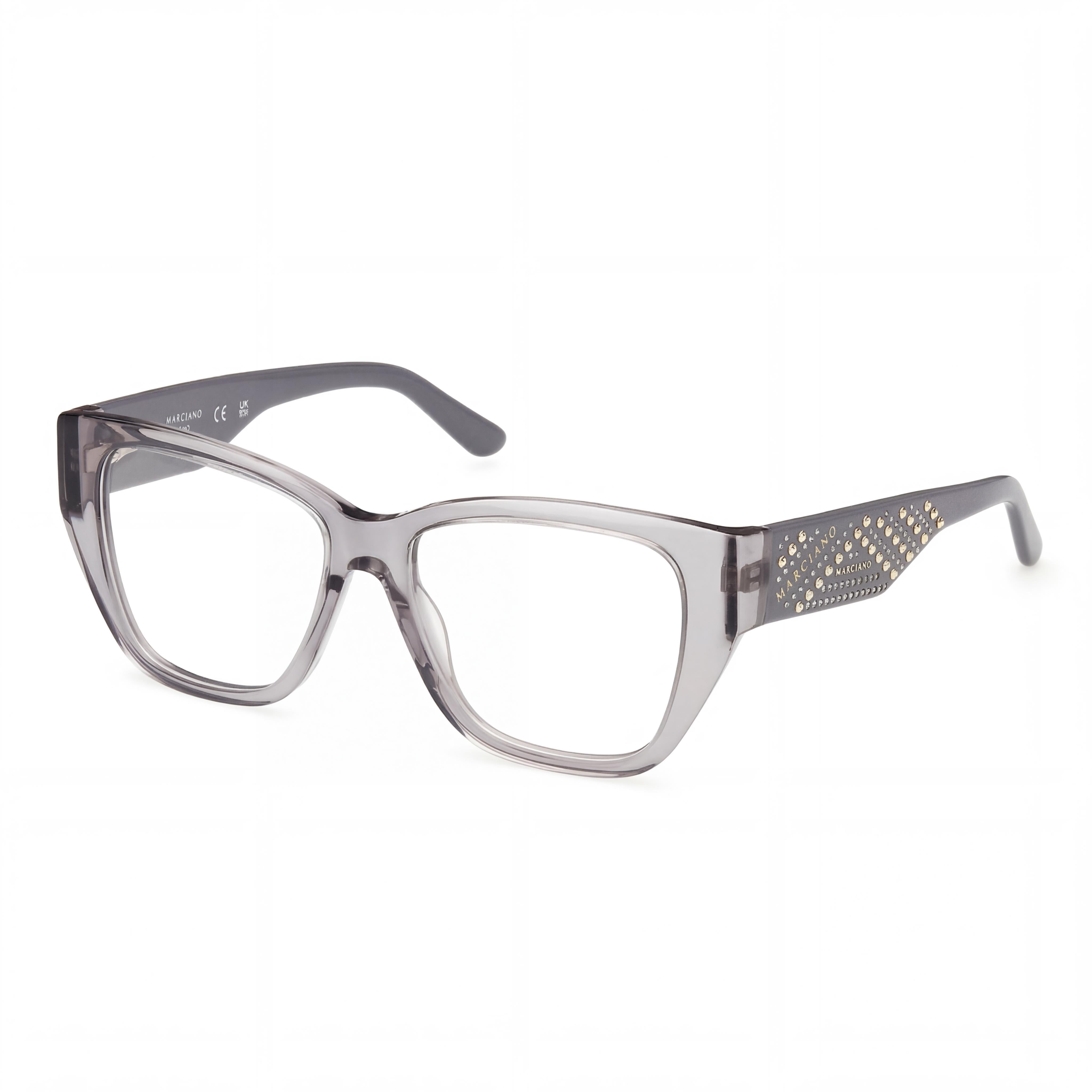 GUESS by Marciano Women's Gm50019 Plastic Shiny Grey Eyeglasses, Polycarbonate Lenses, 52-15-140, Photo 1