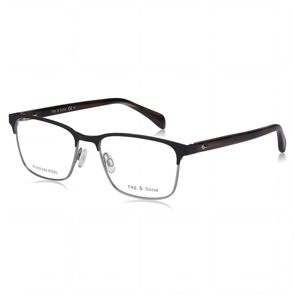 Gafas de Sol de Hombre Rag & Bone Modern Collection con Montura de Acero Aleado Negro y Lentes de Policarbonato de 56mm