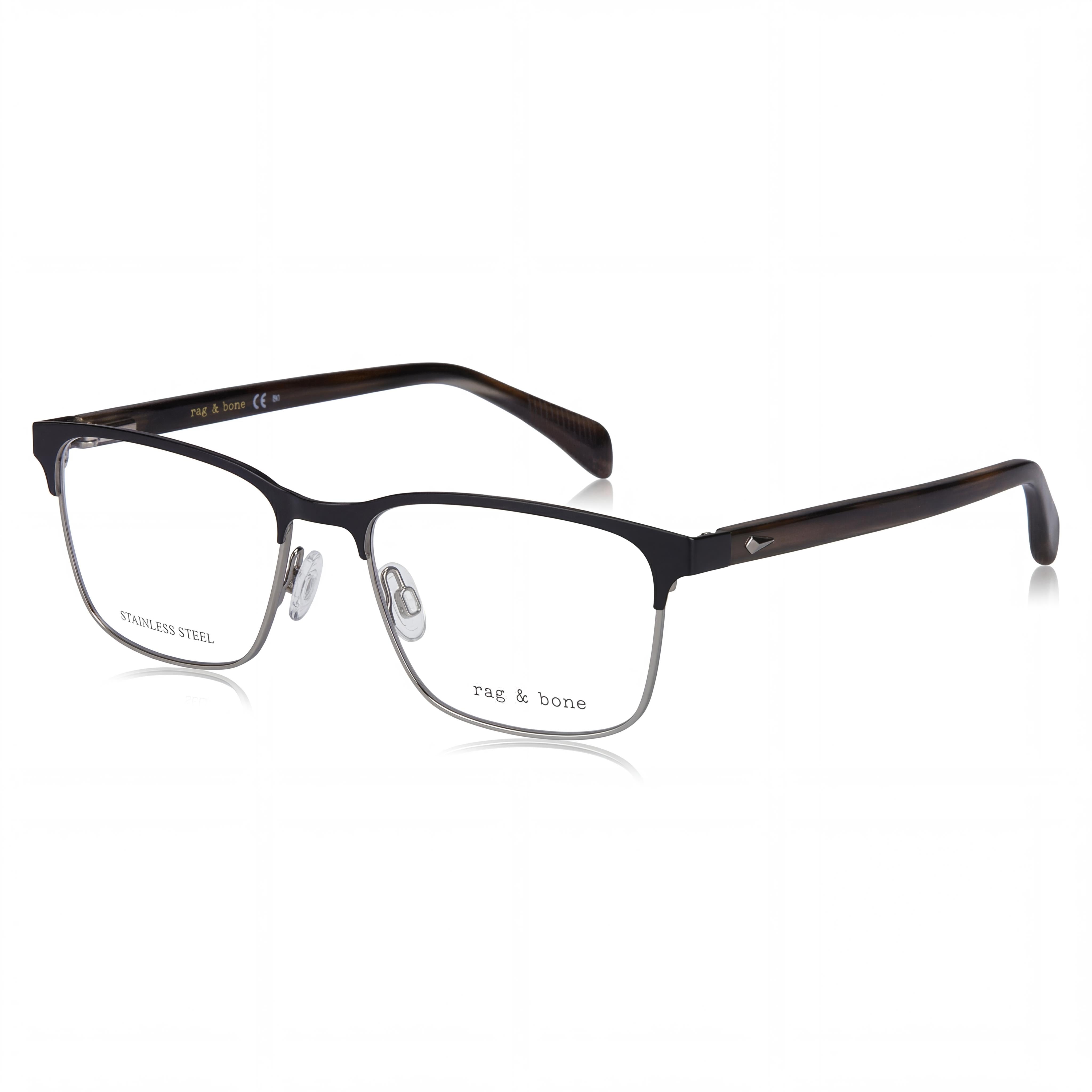 Rag & Bone Modern Collection Men's Black Alloy Steel Frame Sunglasses featuring Polycarbonate Lenses 56mm, Photo 1