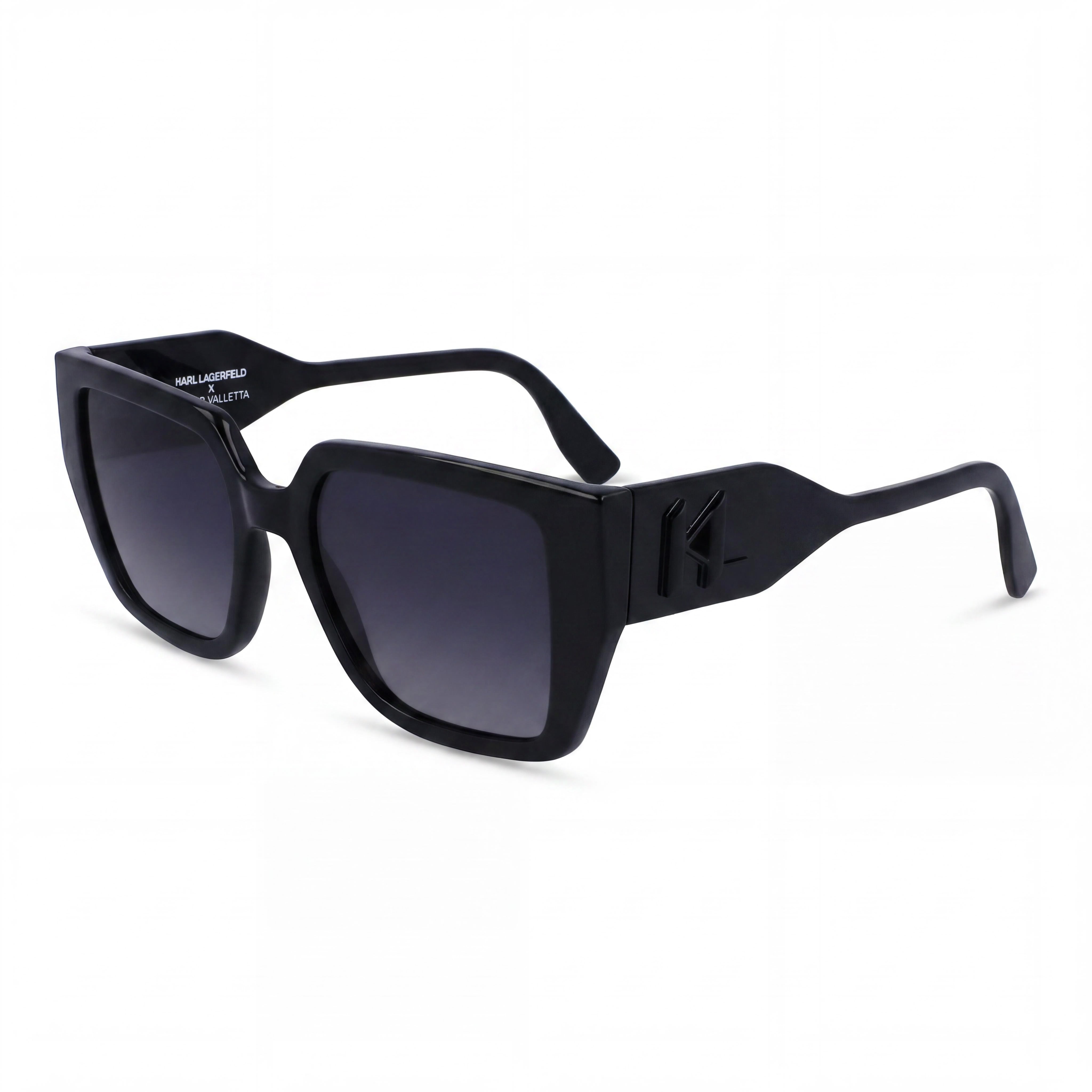 Karl Lagerfeld Classic Women's Black Plastic Frame 100% UV Protected Lenses 52mm Lens Width Sunglasses, Photo 1