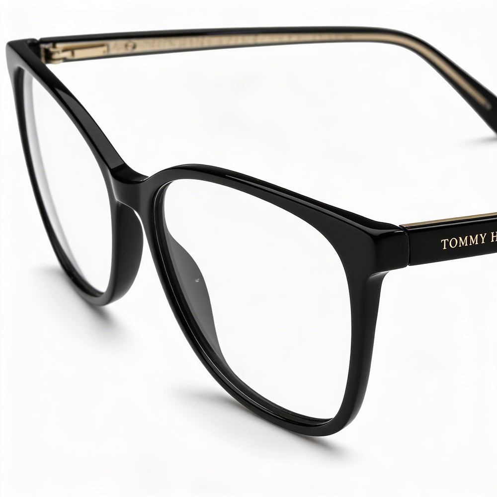 Tommy Hilfiger Modern Women's Black Acetate Frame Eyewear, with Non-Polarised Polycarbonate Lenses, 54mm