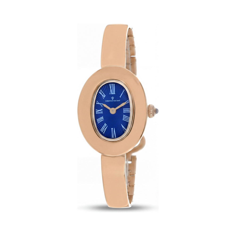 Reloj de cuarzo Christian Van Sant Anora CV4341 para mujer con esfera azul, caja y correa de acero inoxidable