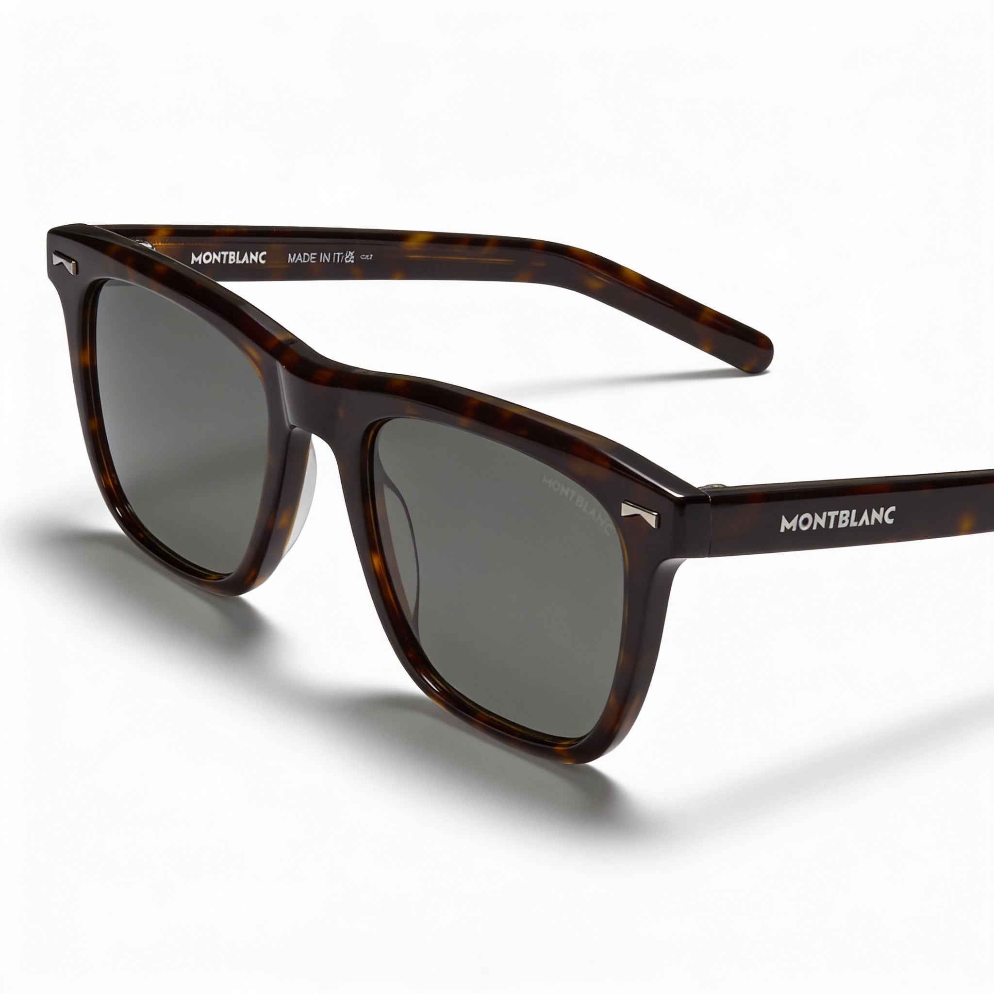 Gafas de sol Montblanc para hombre, cuadradas o rectangulares, de plástico, con protección UV, montura verde habana, lentes verdes, 53 mm, Photo 1