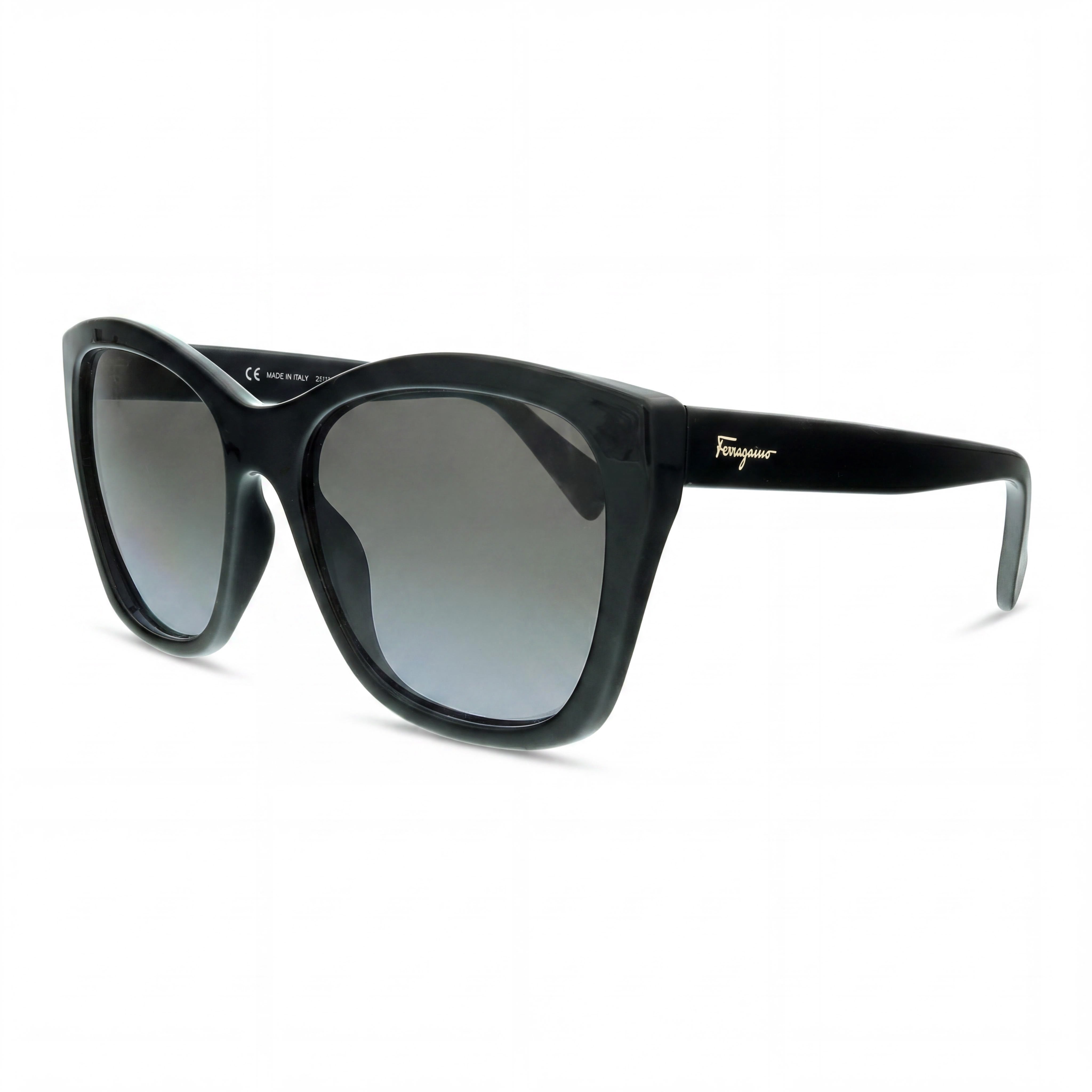 Ferragamo Classic Women's Black Plastic Frame with Grey Gradient UV Protected Lenses 56mm, Photo 1