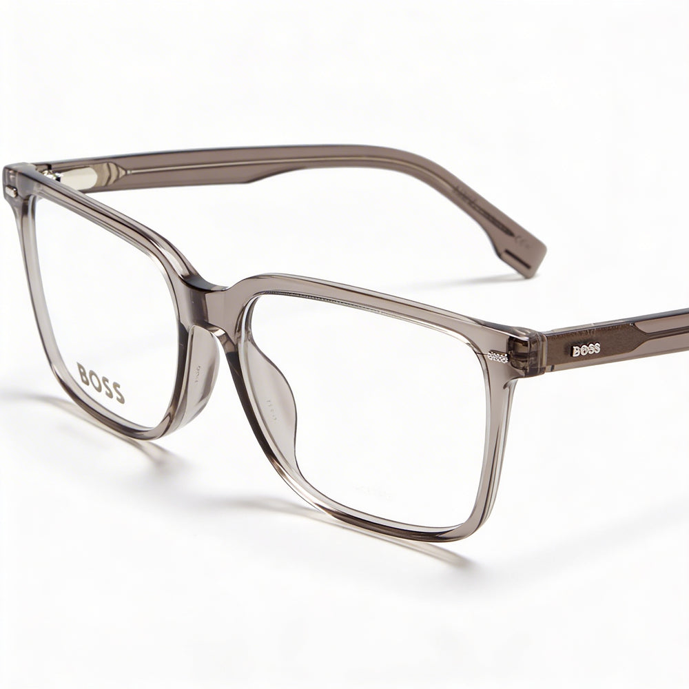 Hugo Boss Audio Systems Modern Men's Transparent Brown Acetate Frame Polycarbonate Brown Lens 55mm Eyewear