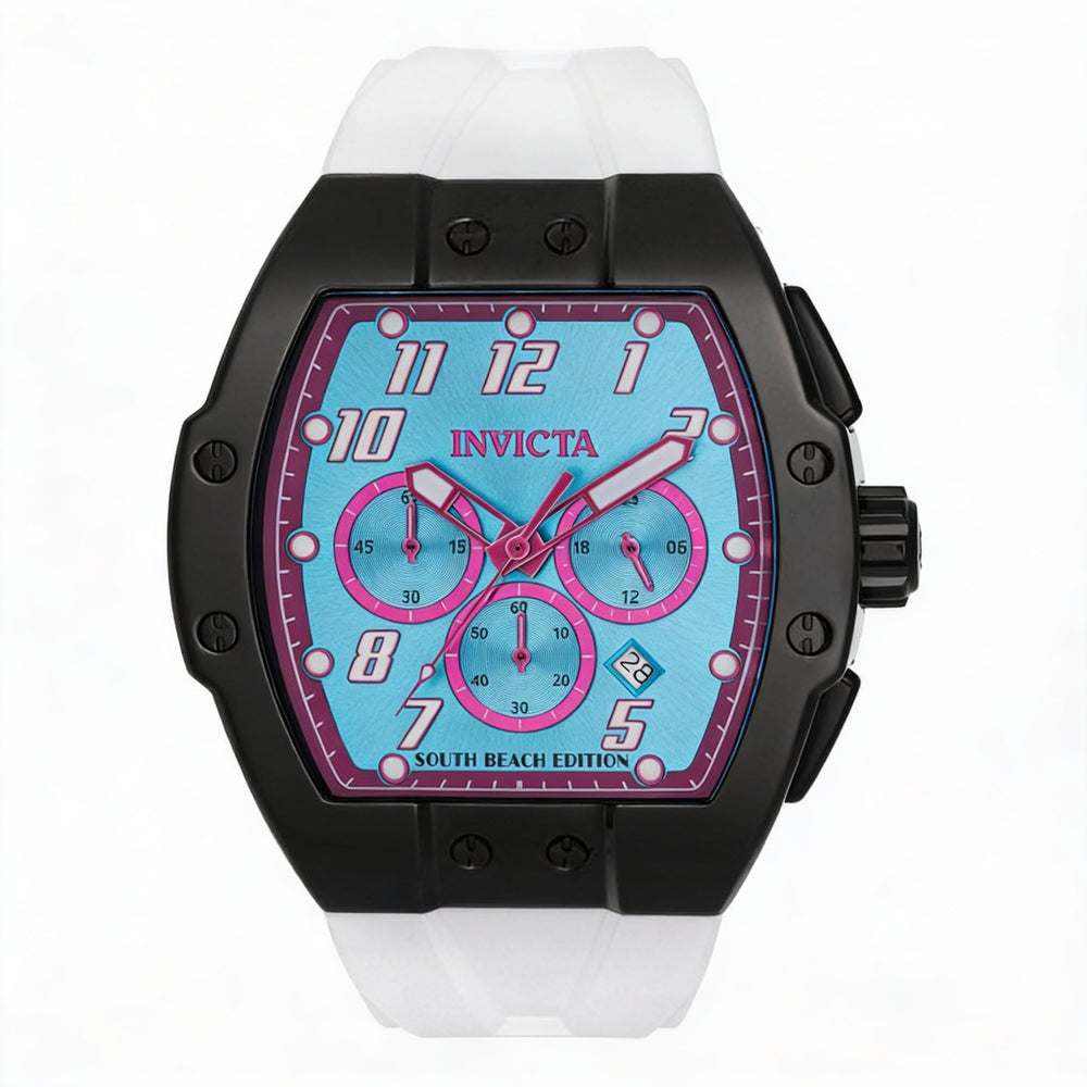Invicta Racing 48940 Unisex Quartz Watch, 47mm Stainless Steel Case, Blue Dial, Black Silicone Strap, 5 ATM