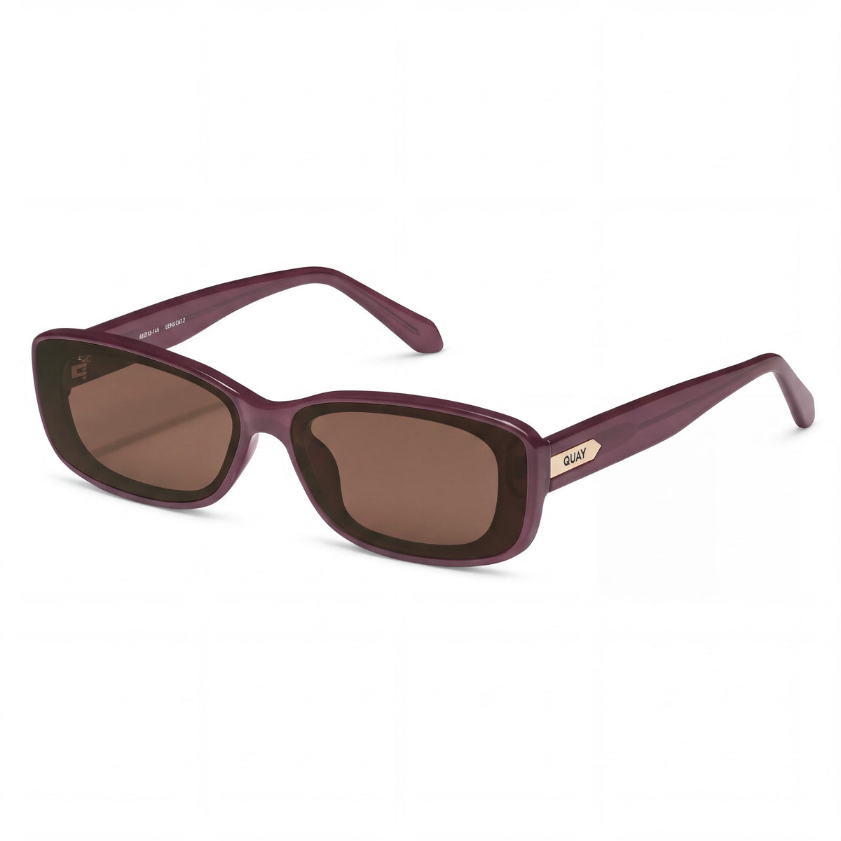 QUAY AUSTRALIA VIBE CHECK Women's Square Sunglasses - Plum Brown Plastic Frame, Brown Lenses, 62mm, UV Protected, Photo 1