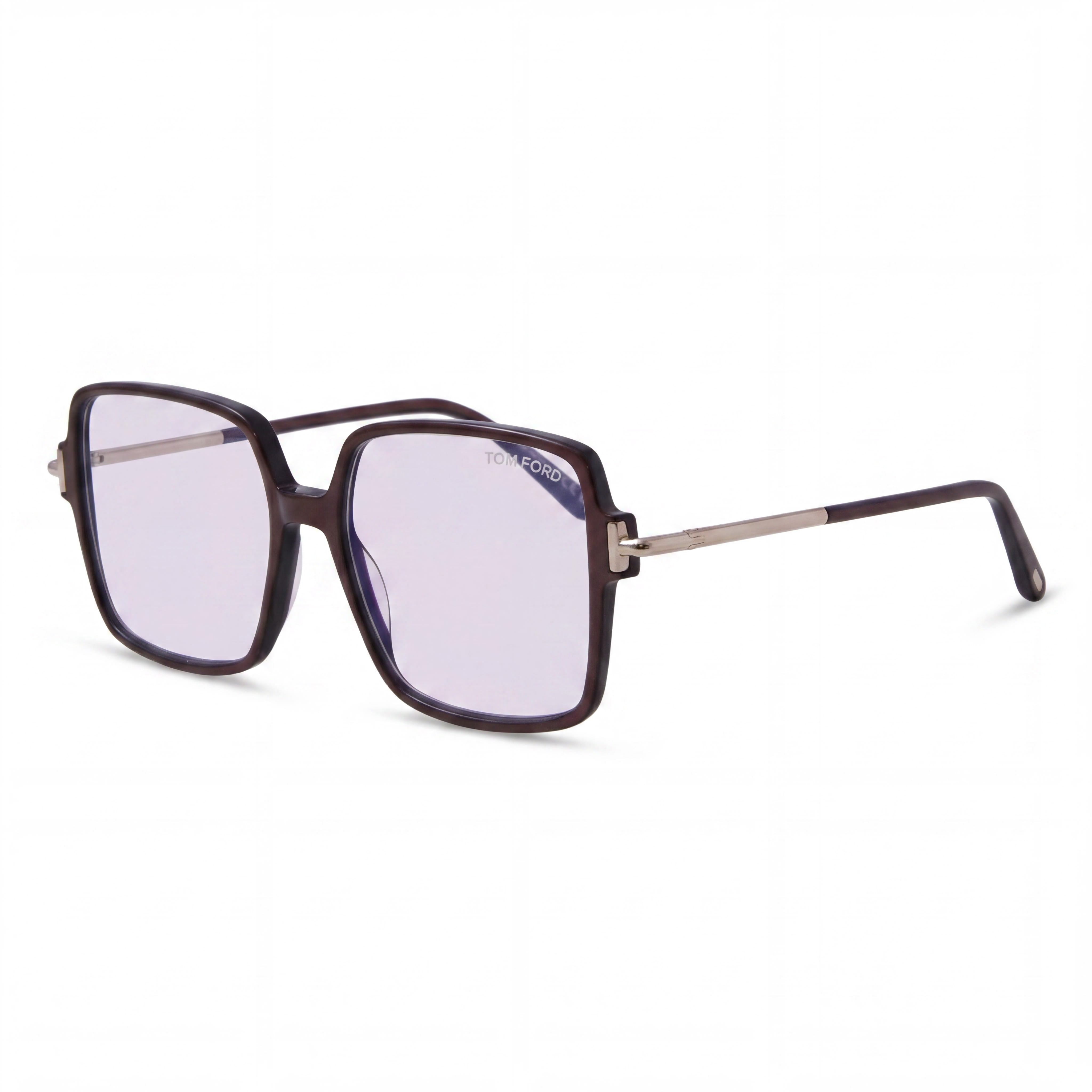 Tom Ford FT5915-B Women's Light Brown Blue Block Plastic Square Full Rim Clear Lens Eyeglasses 53mm, Photo 1